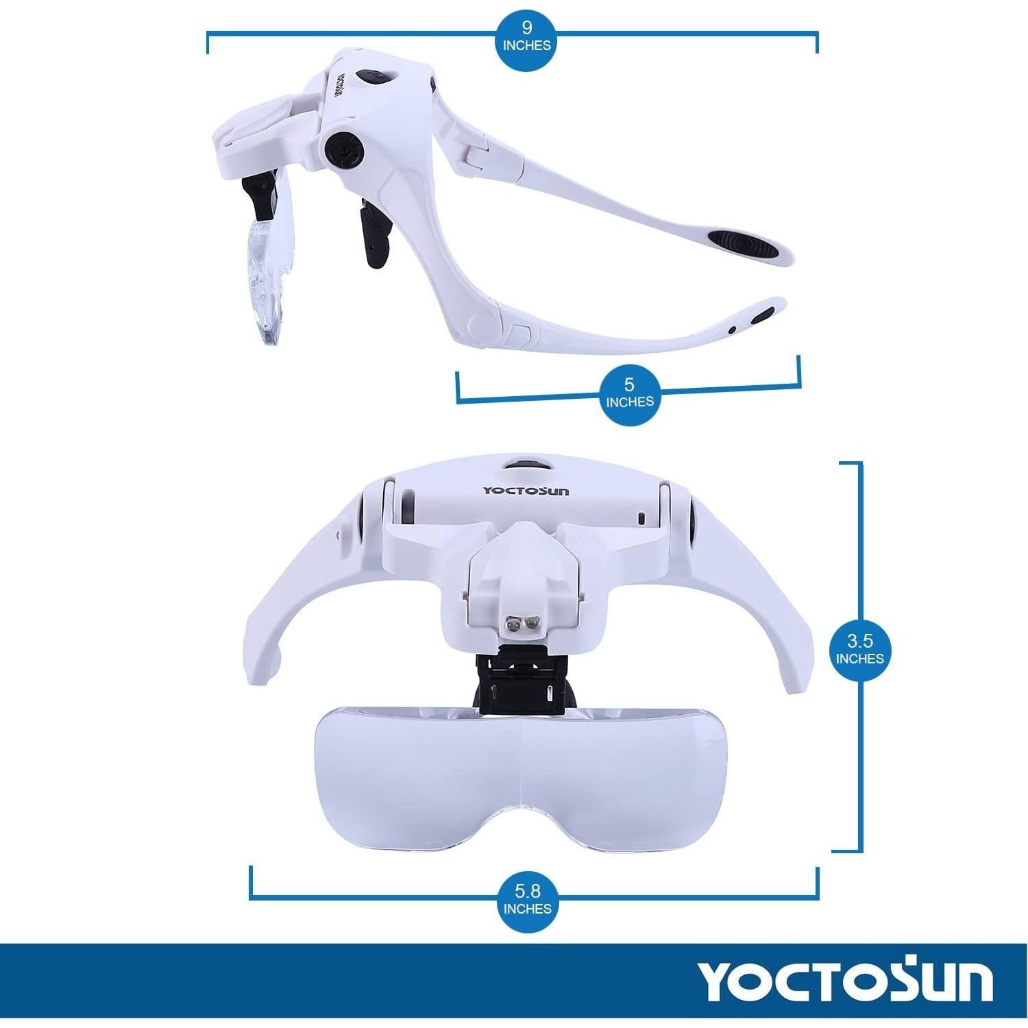 Lupa de Cabeza LED YOCTOSUN 3.5X Recargable con Lentes Intercambiables