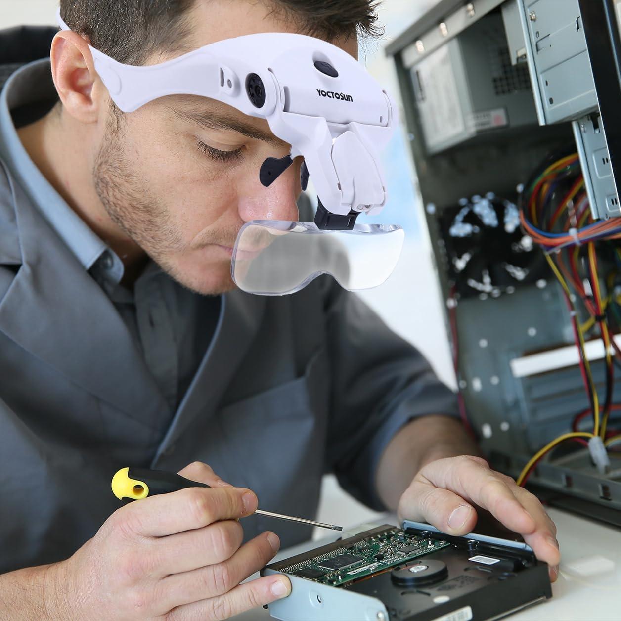 Lupa de Cabeza LED YOCTOSUN 3.5X Recargable con Lentes Intercambiables