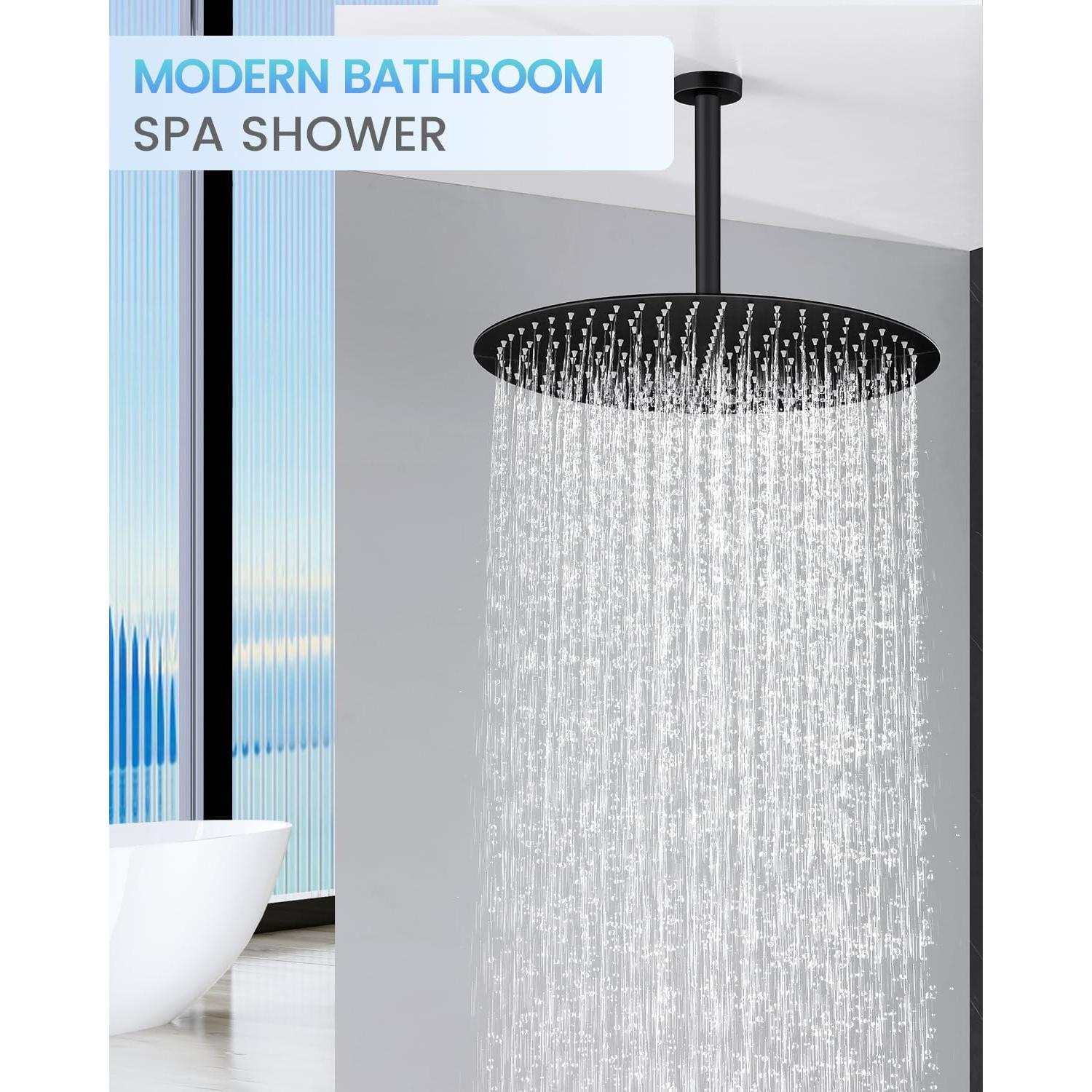 Cabezal de Ducha de Lluvia KINLIV 40 cm Acero Inoxidable Negro Mate