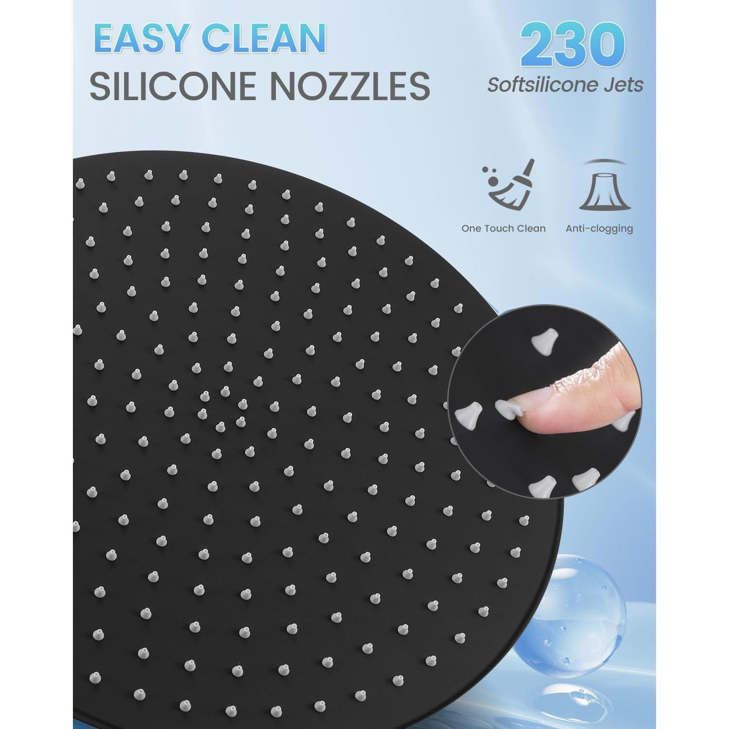 Cabezal de Ducha de Lluvia KINLIV 40 cm Acero Inoxidable Negro Mate