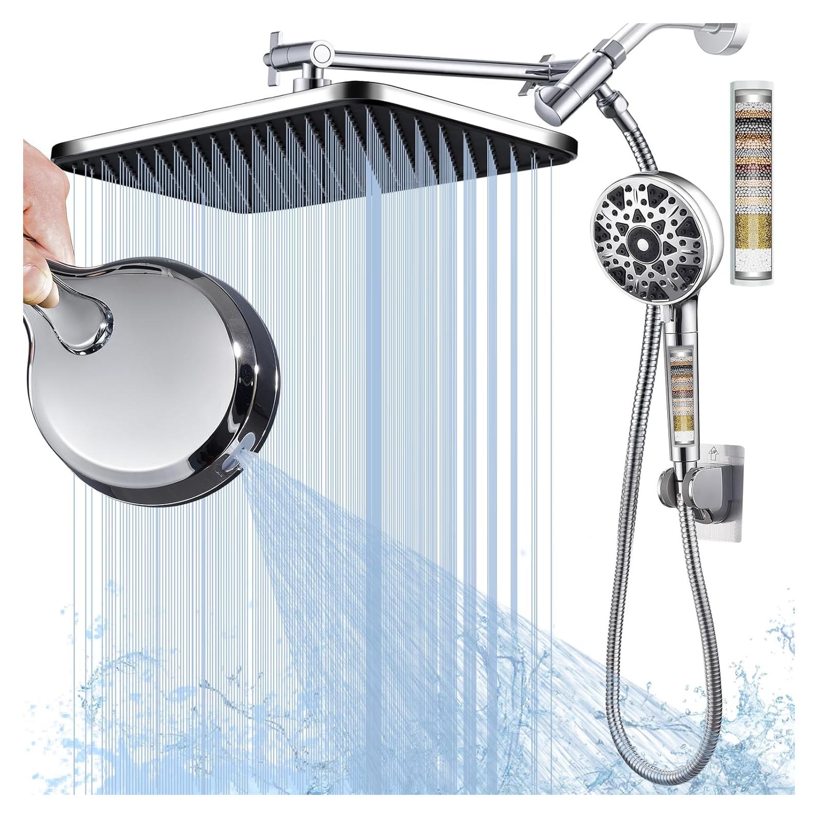 Cabezal de Ducha Filtrado BSTGZLUXU 14" con Manguera 70"