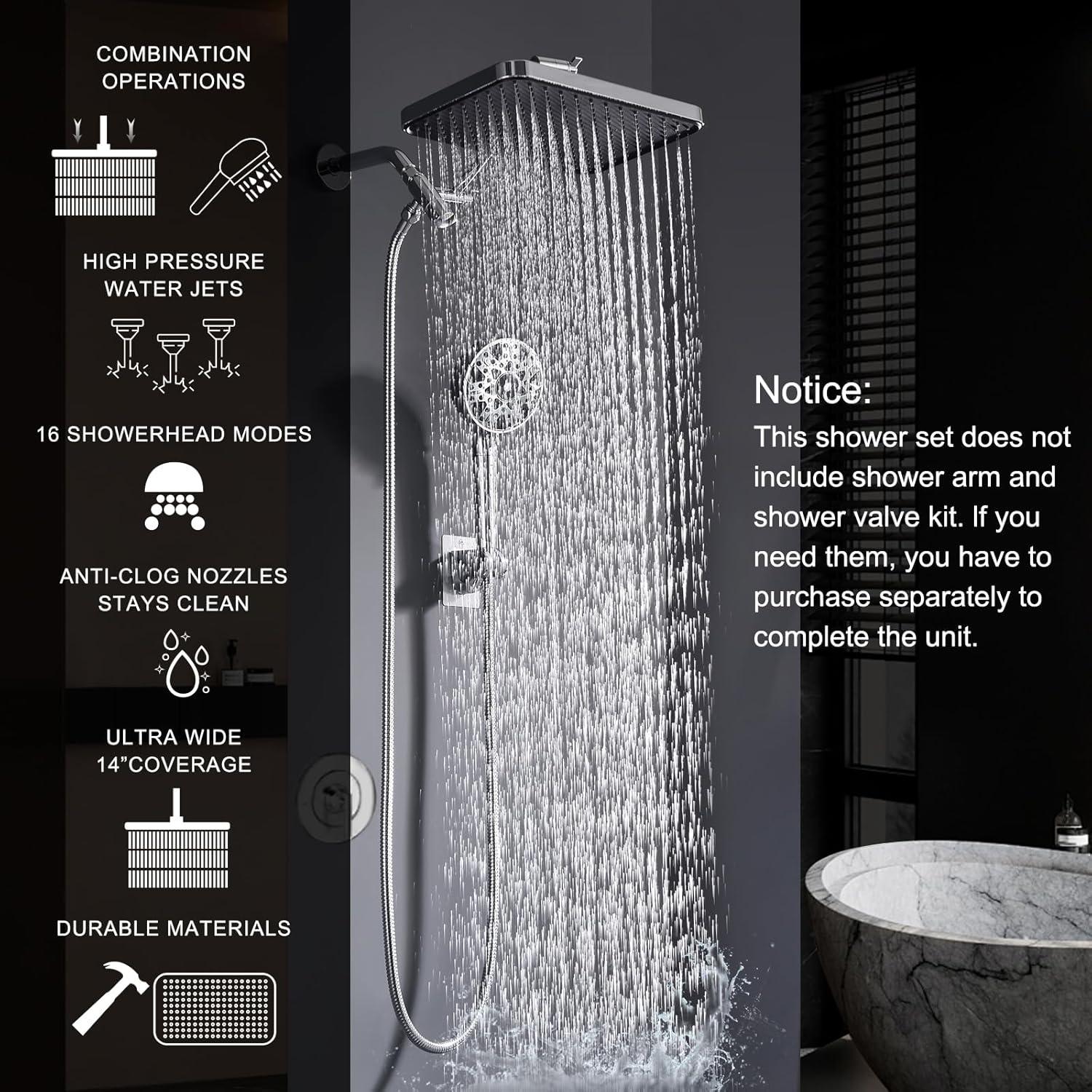 Cabezal de Ducha Filtrado BSTGZLUXU 14" con Manguera 70"