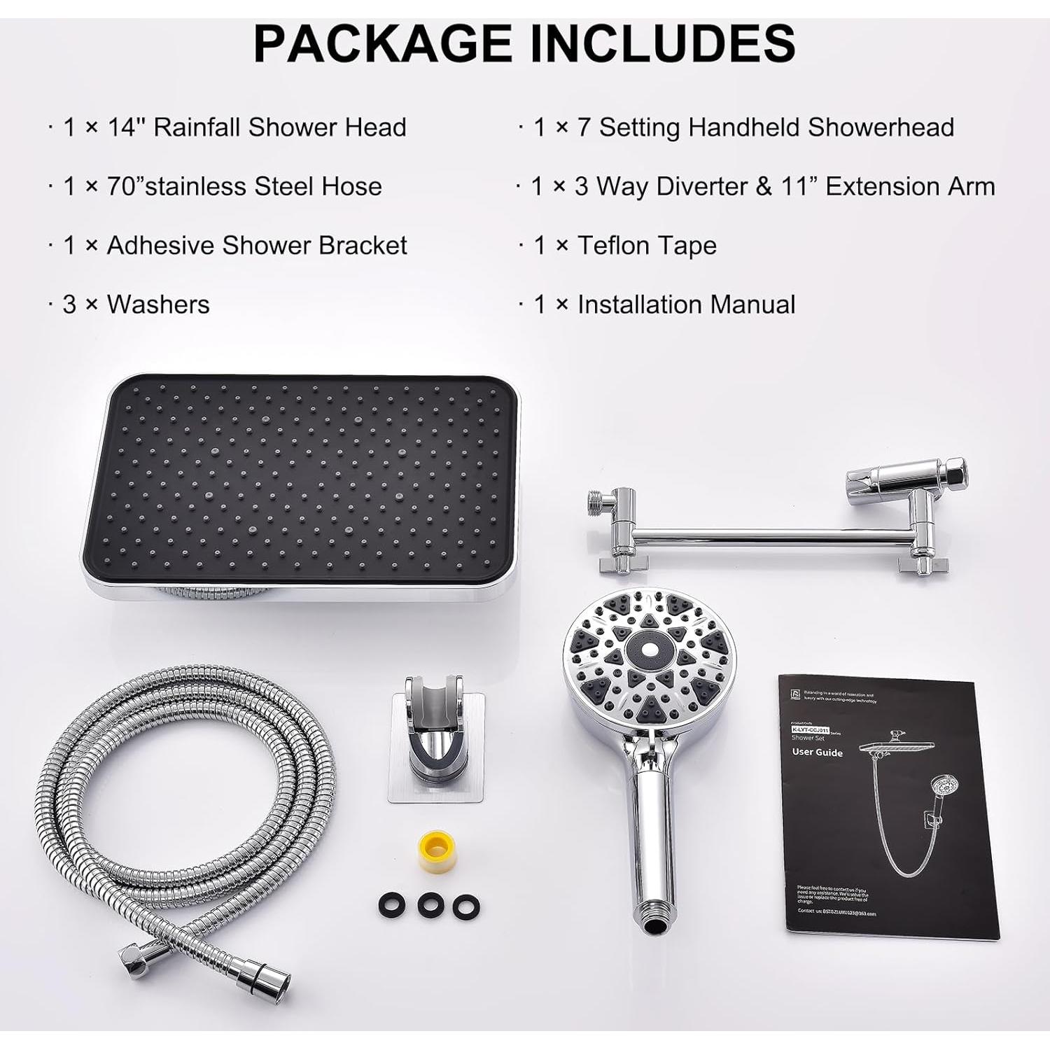 Cabezal de Ducha Filtrado BSTGZLUXU 14" con Manguera 70"