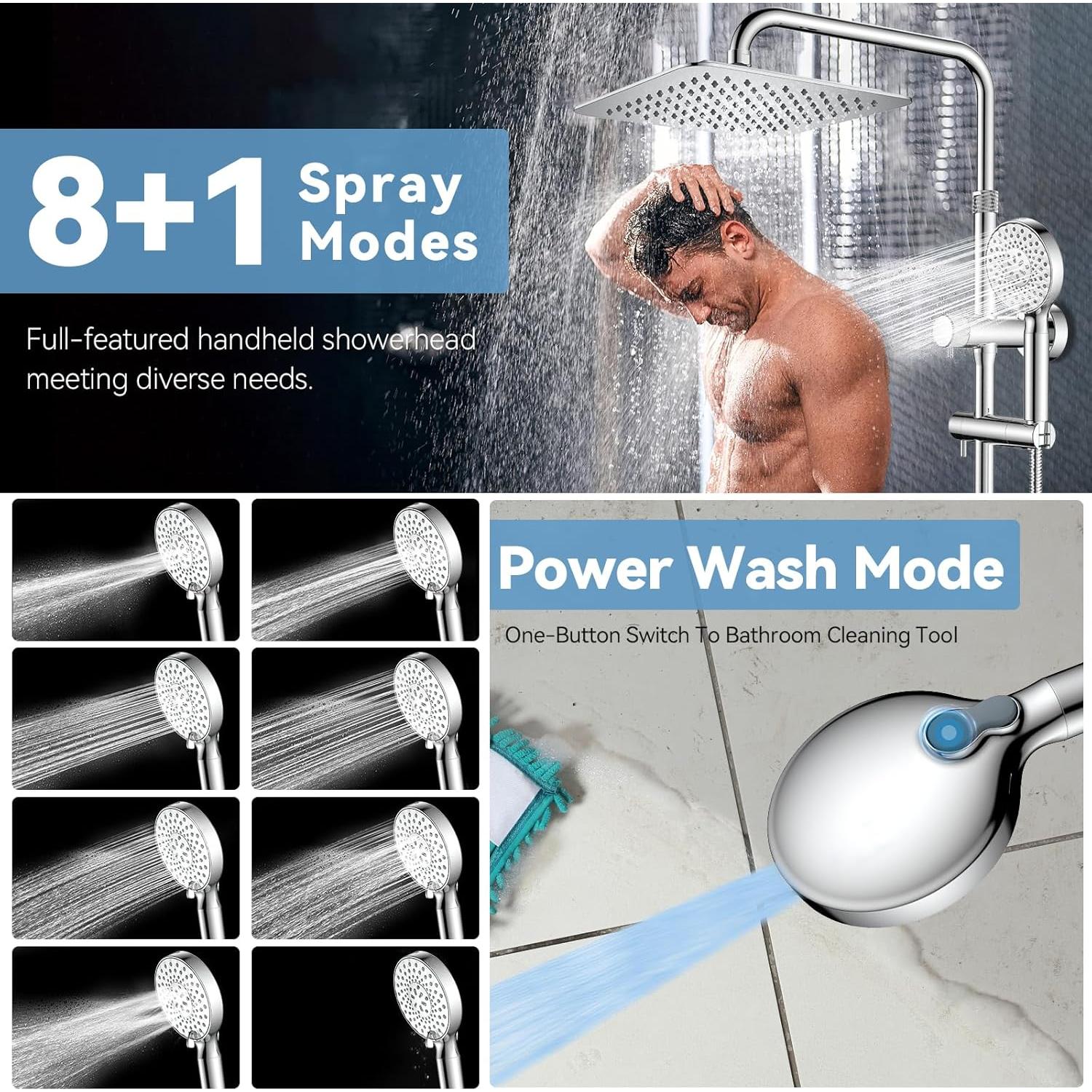 Cabeza de Ducha de Lluvia MakeFit 10" Cromo 2 en 1