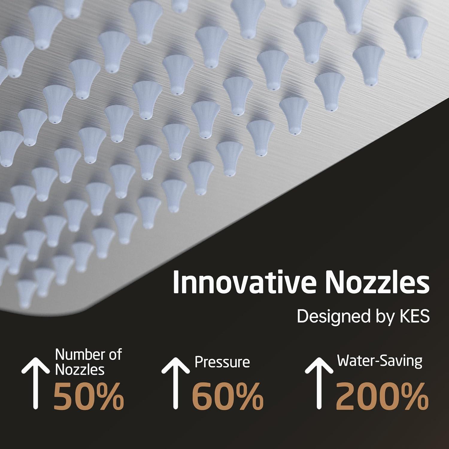 Cabezal de Ducha Rectangular KES 30 cm Acero Cepillado 300 Boquillas