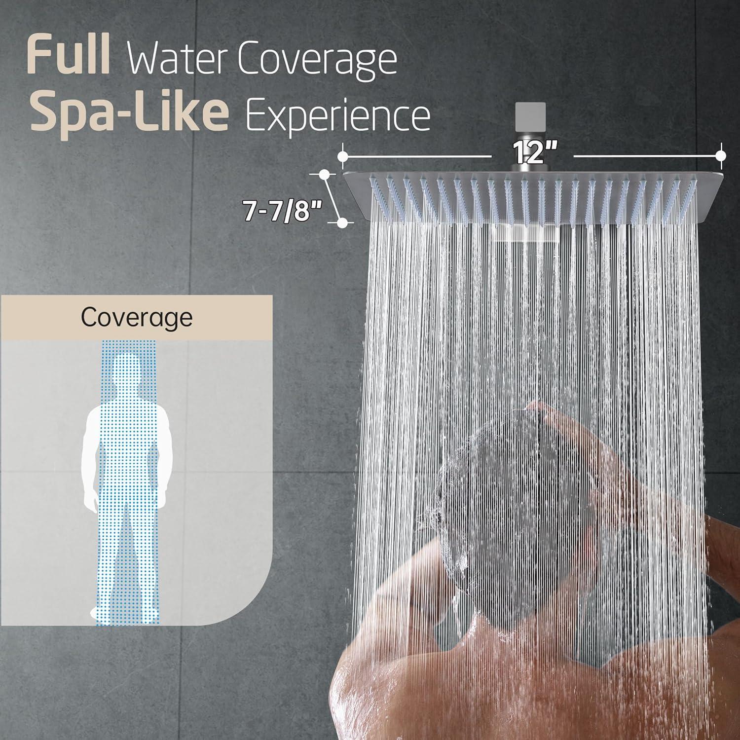 Cabezal de Ducha Rectangular KES 30 cm Acero Cepillado 300 Boquillas