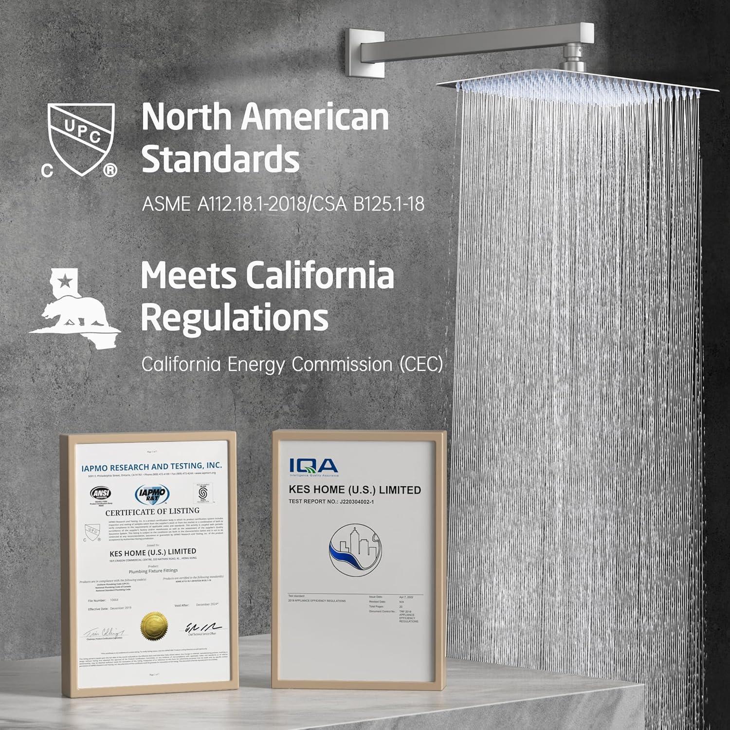 Cabezal de Ducha Rectangular KES 30 cm Acero Cepillado 300 Boquillas