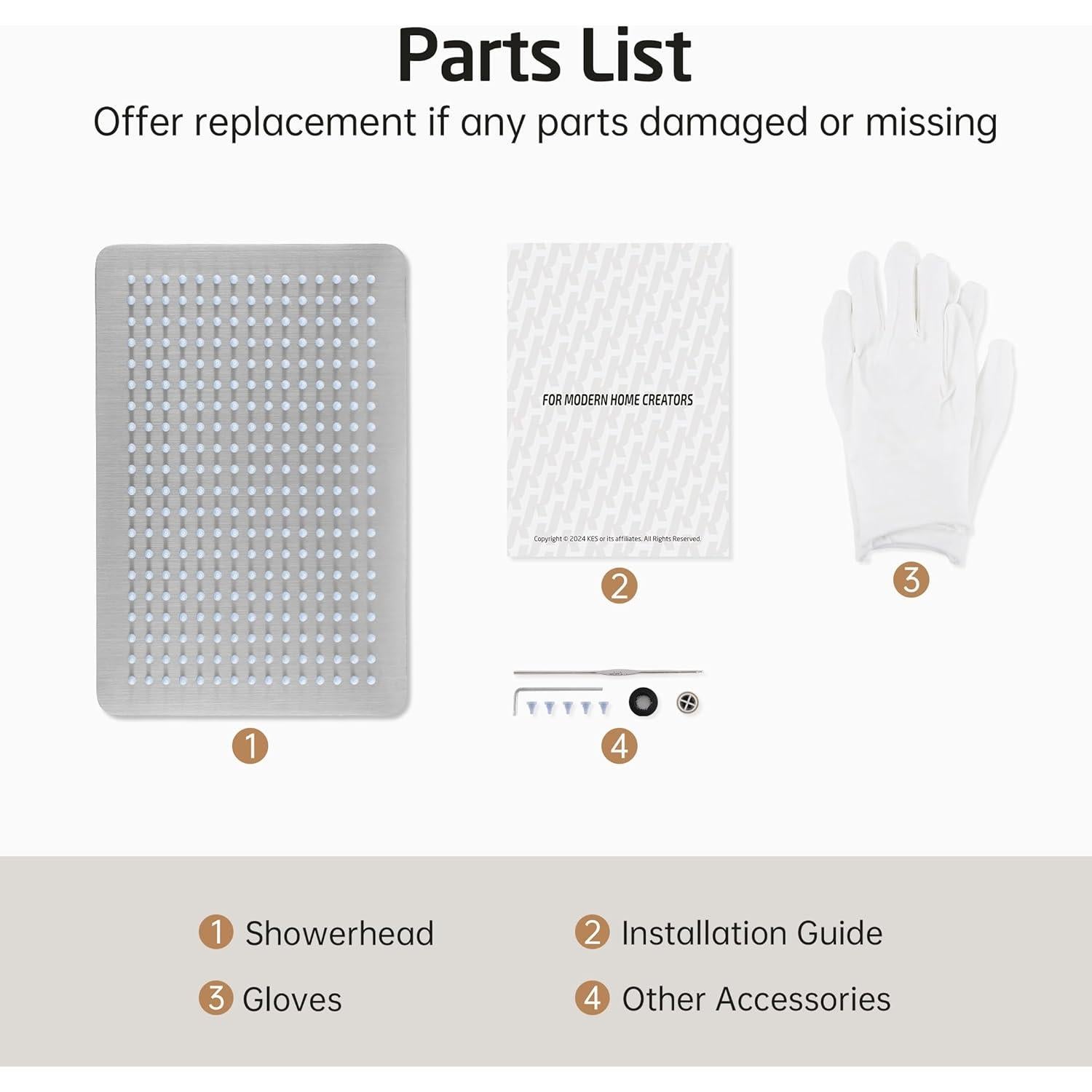 Cabezal de Ducha Rectangular KES 30 cm Acero Cepillado 300 Boquillas