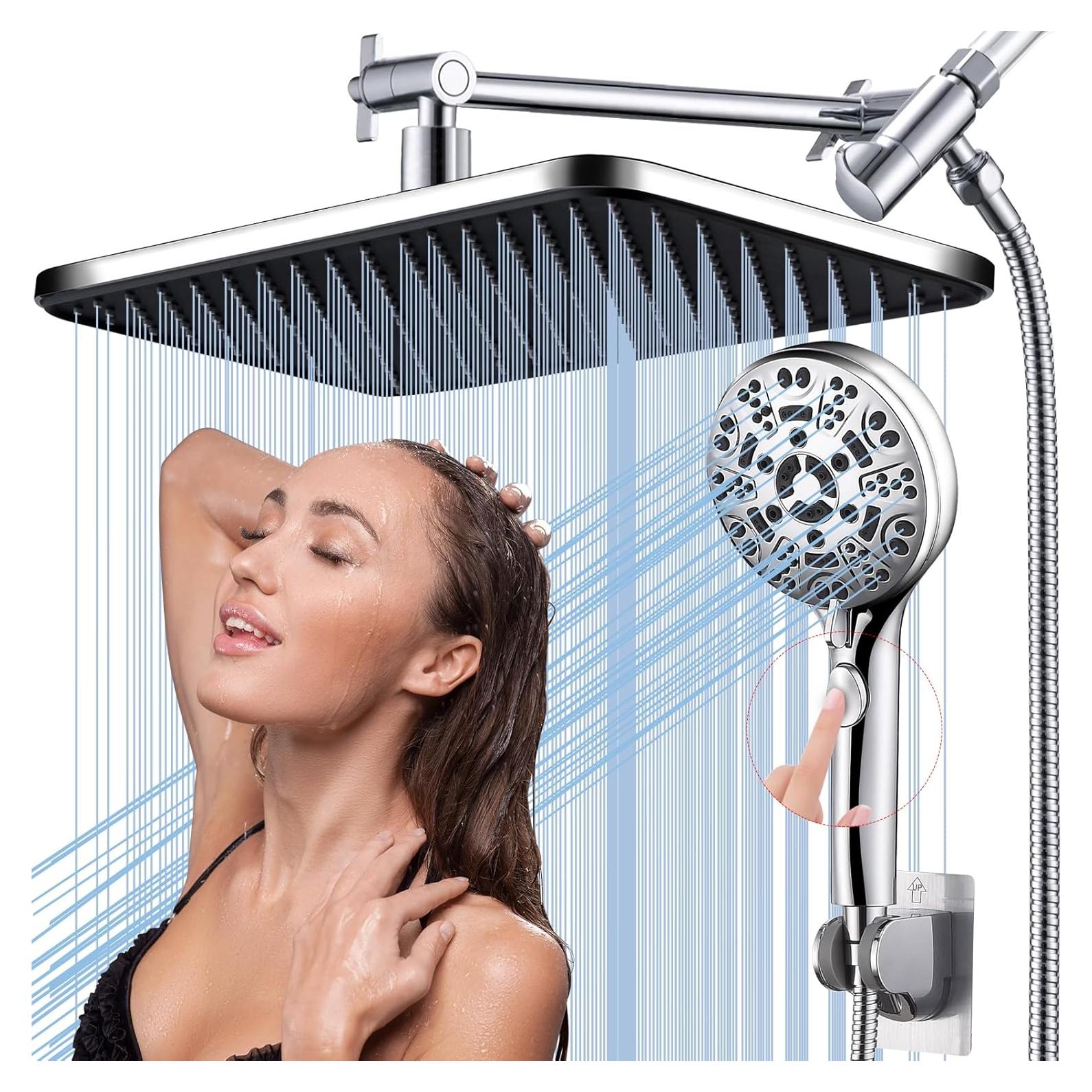 Cabezal de Ducha de Lluvia 14" BSTGZLUXU con Ducha de Mano 8 Modos