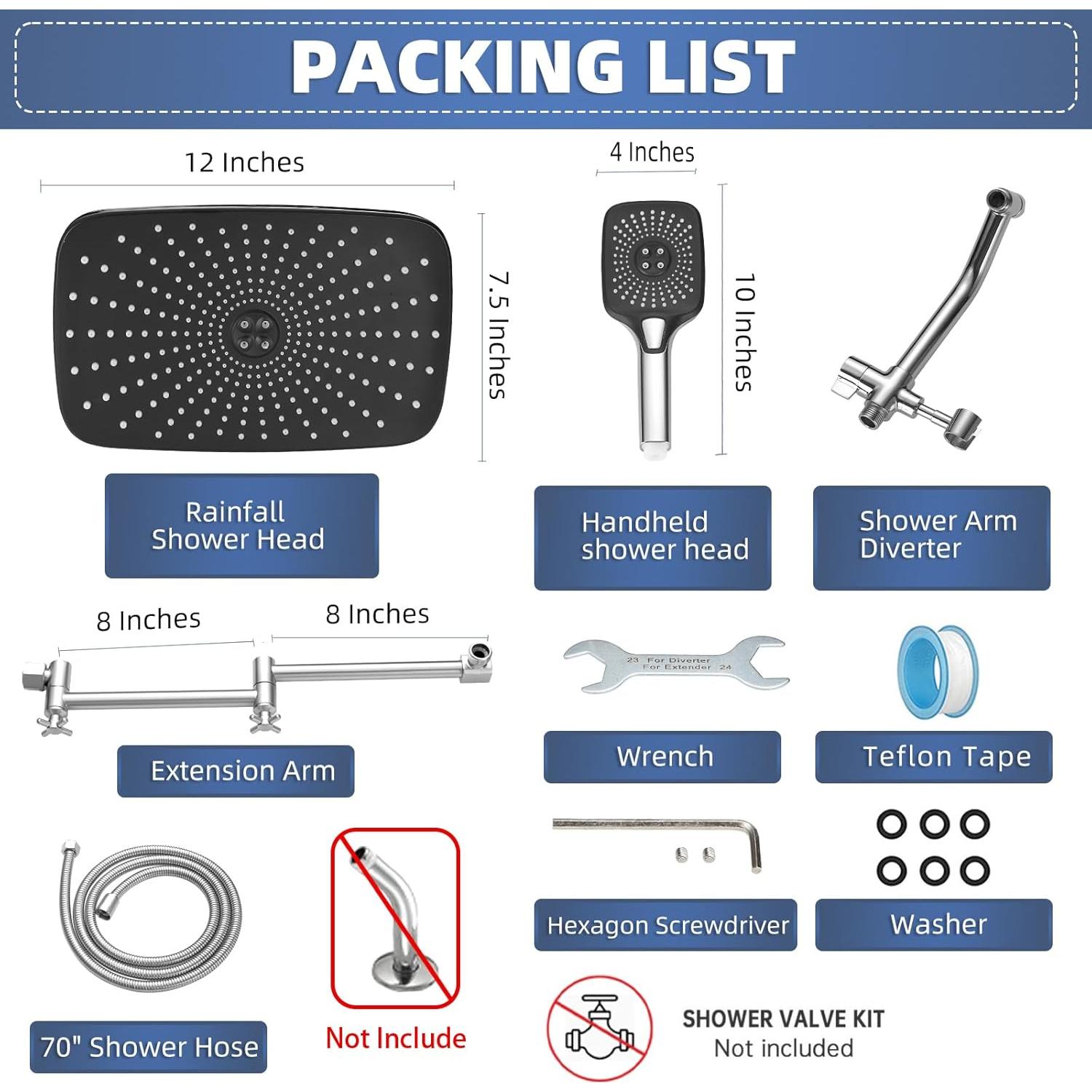 Cabezal de Ducha de Lluvia Psylc 12" Cromo Pulido Doble
