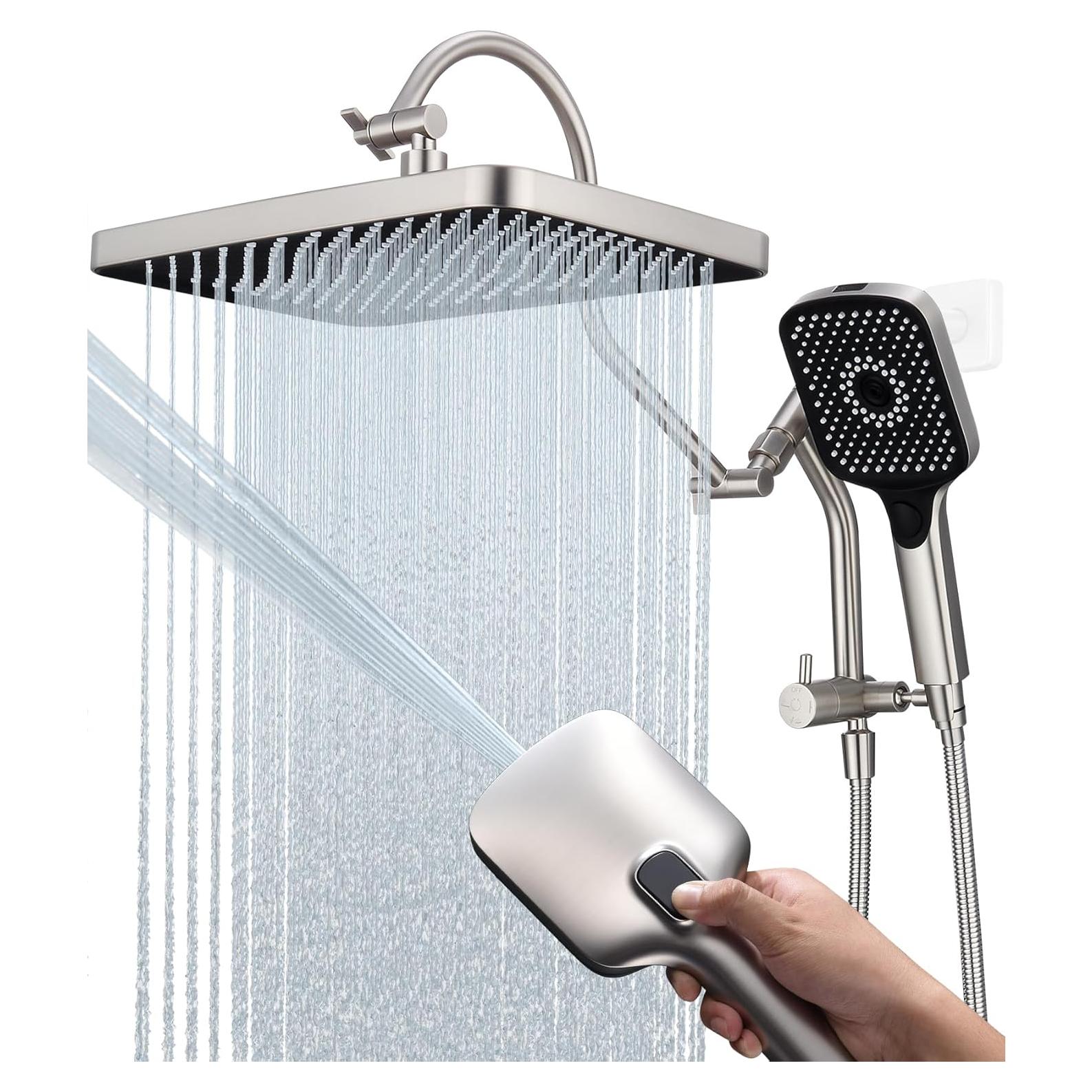 Ducha V-Frankness 33 cm con Cabezal Manual y Manguera 165 cm