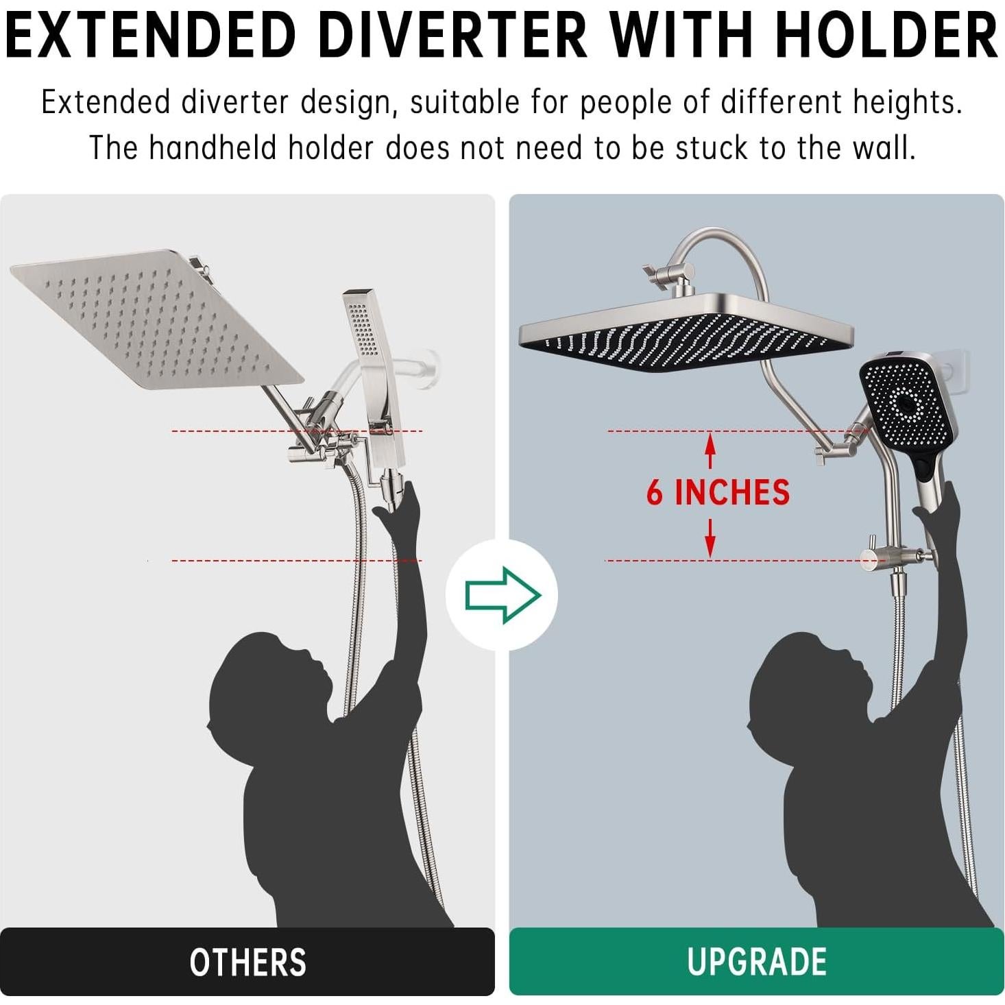 Ducha V-Frankness 33 cm con Cabezal Manual y Manguera 165 cm