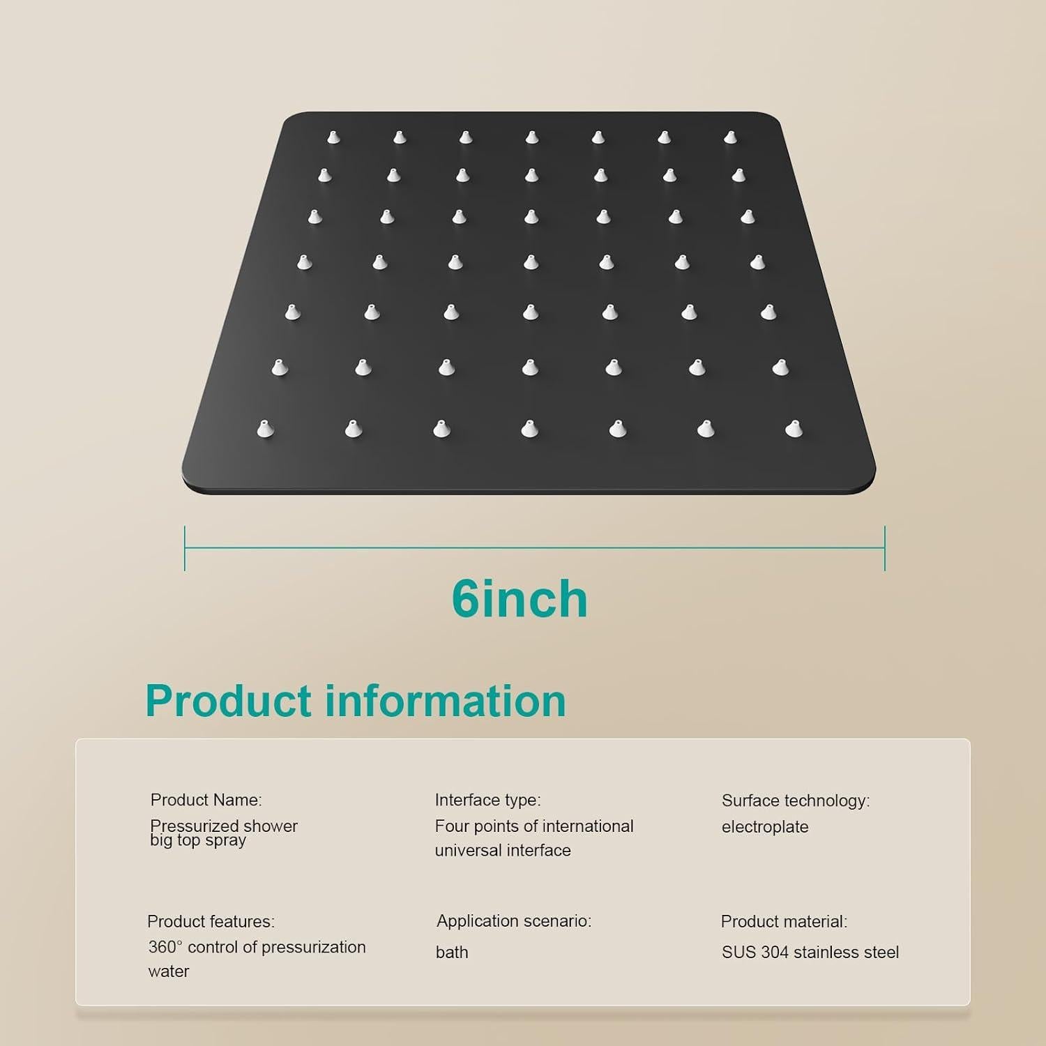 Cabezal de Ducha de Lluvia AULEEND 15x17 cm Acero Inoxidable