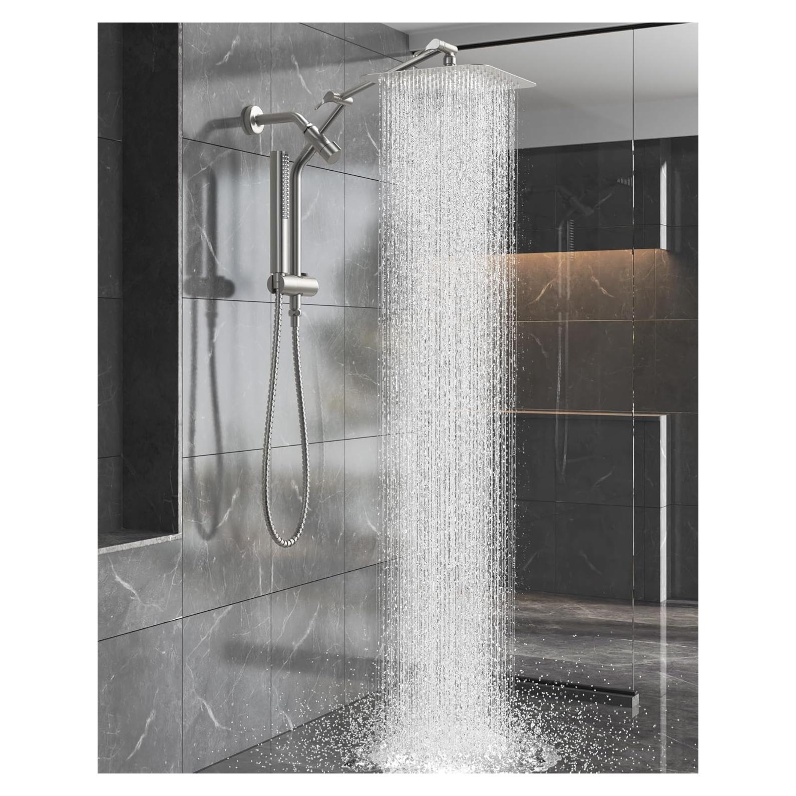 Cabezal de Ducha Veken 10" Cuadrado Niquelado con Mano