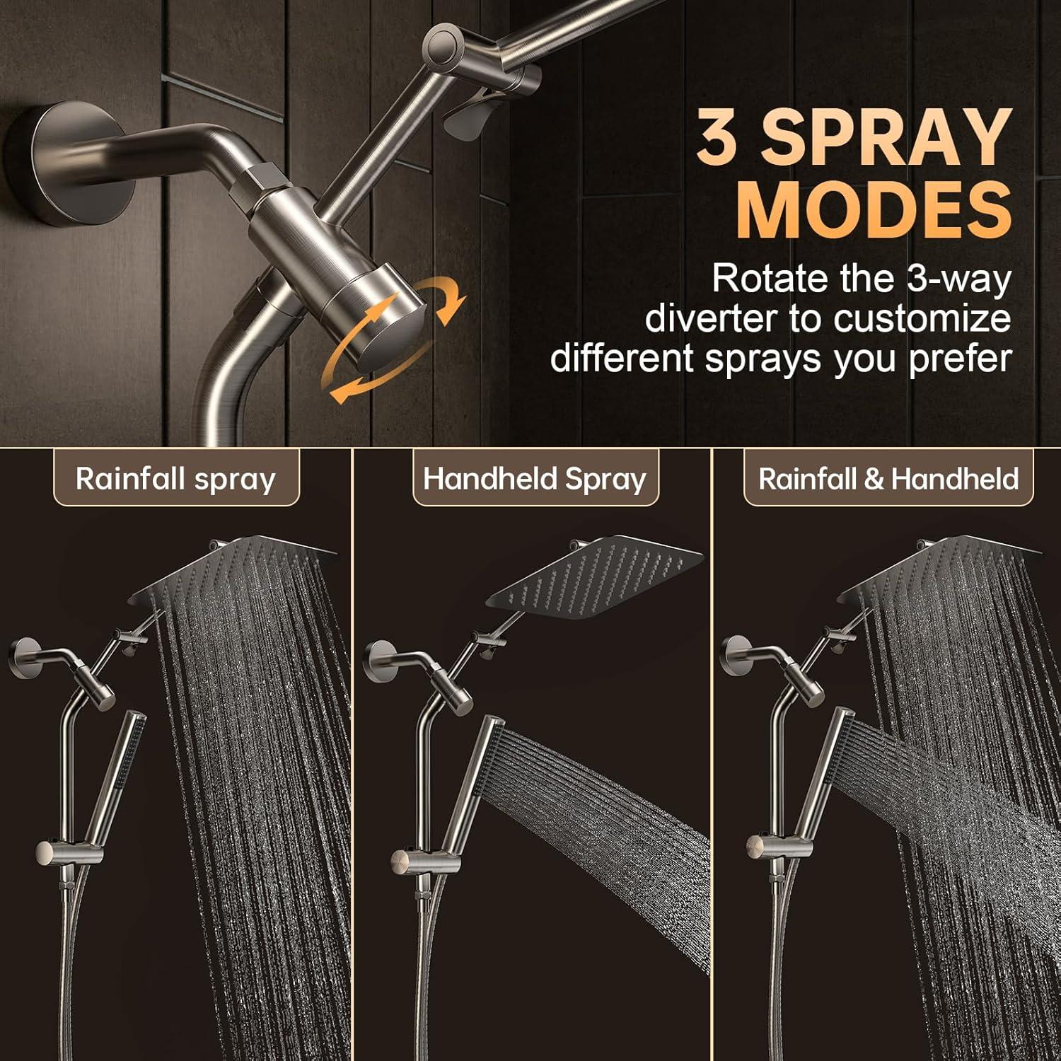 Cabezal de Ducha Veken 10" Cuadrado Niquelado con Mano