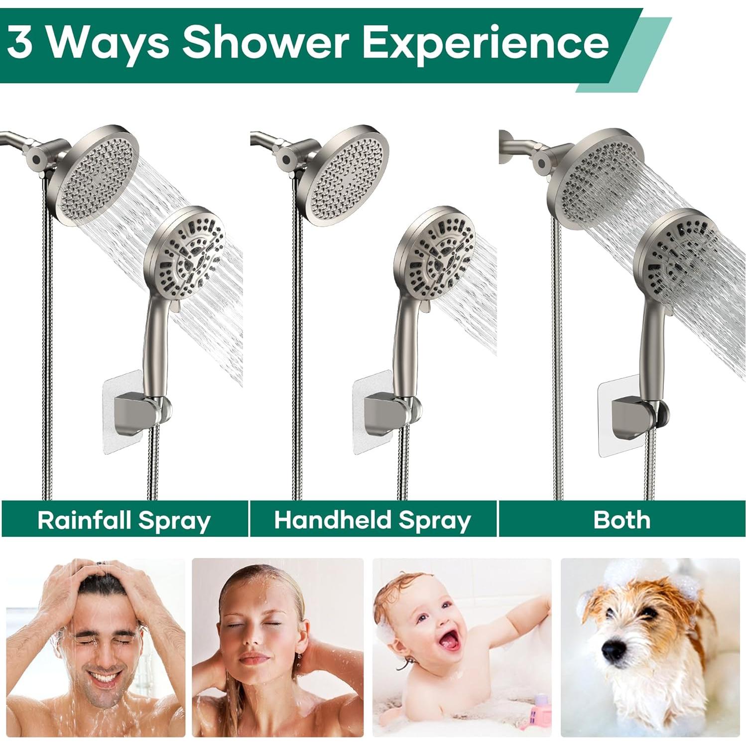 Cabezal de Ducha Doble UltrTxenova 6" y 5" Acero Inoxidable