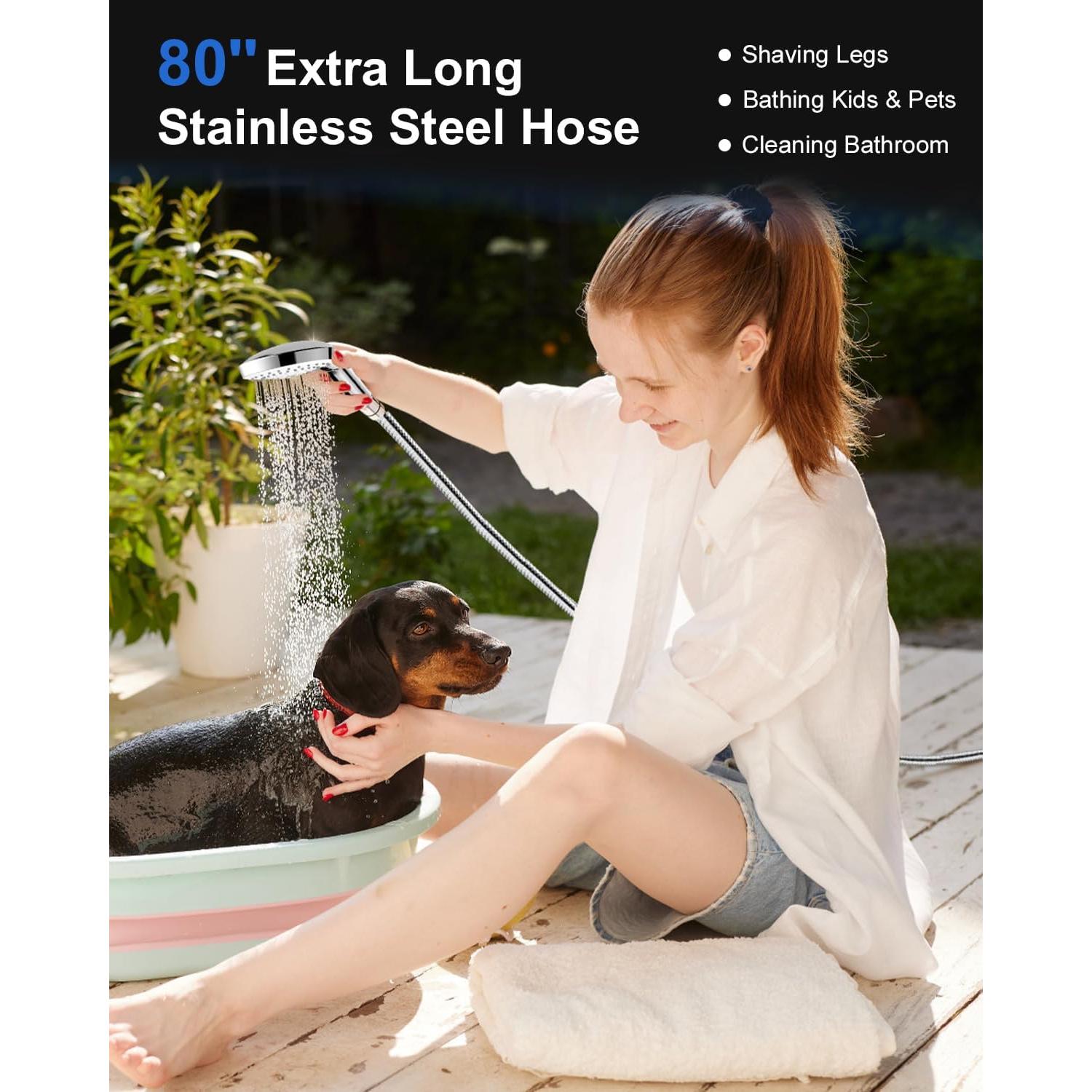 Cabezal de Ducha FASDUNT Cromo 6 Modos 80" Manguera