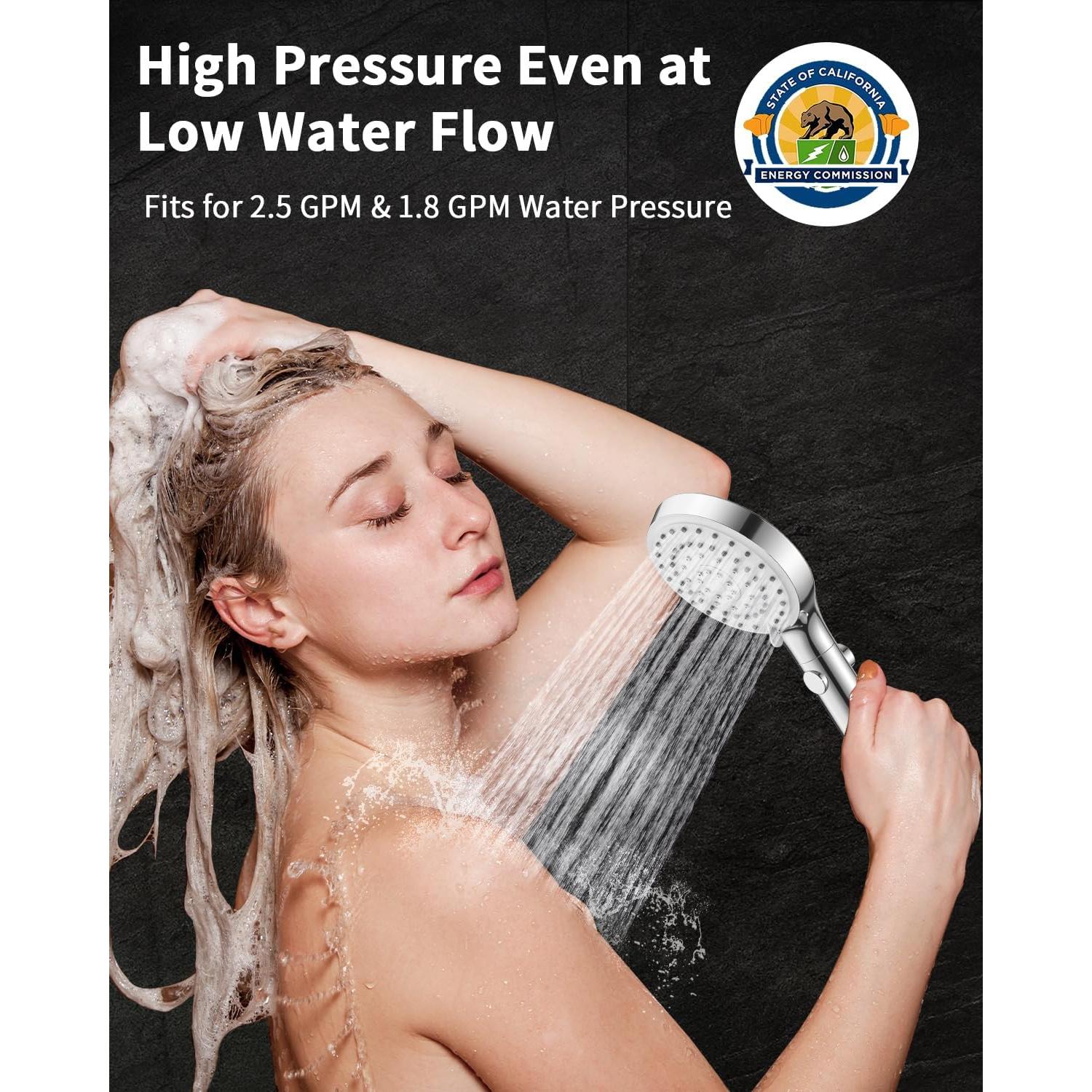 Cabezal de Ducha FASDUNT Cromo 6 Modos 80" Manguera