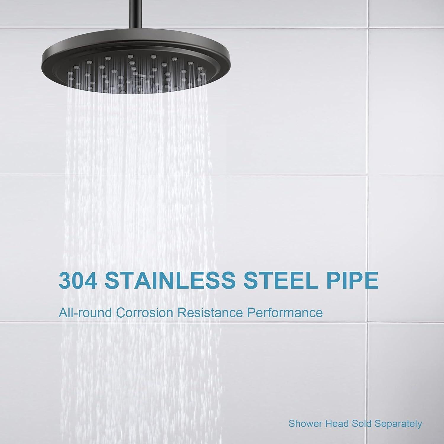 Brazo de Ducha OFFO 15,24 cm Acero Inoxidable Negro Mate