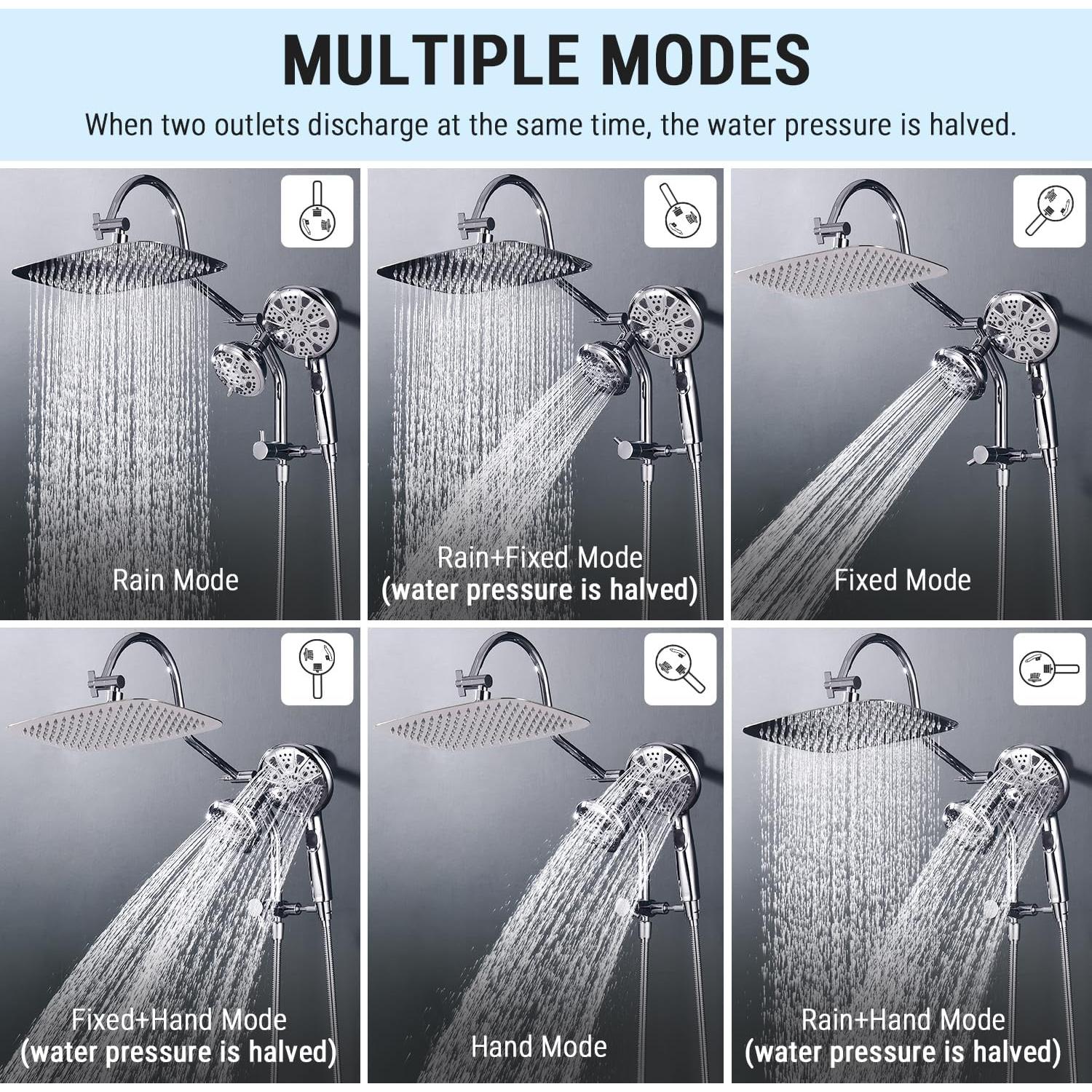 Cabezal de Ducha de Lluvia 30.48 cm G-Promise con 9 Funciones