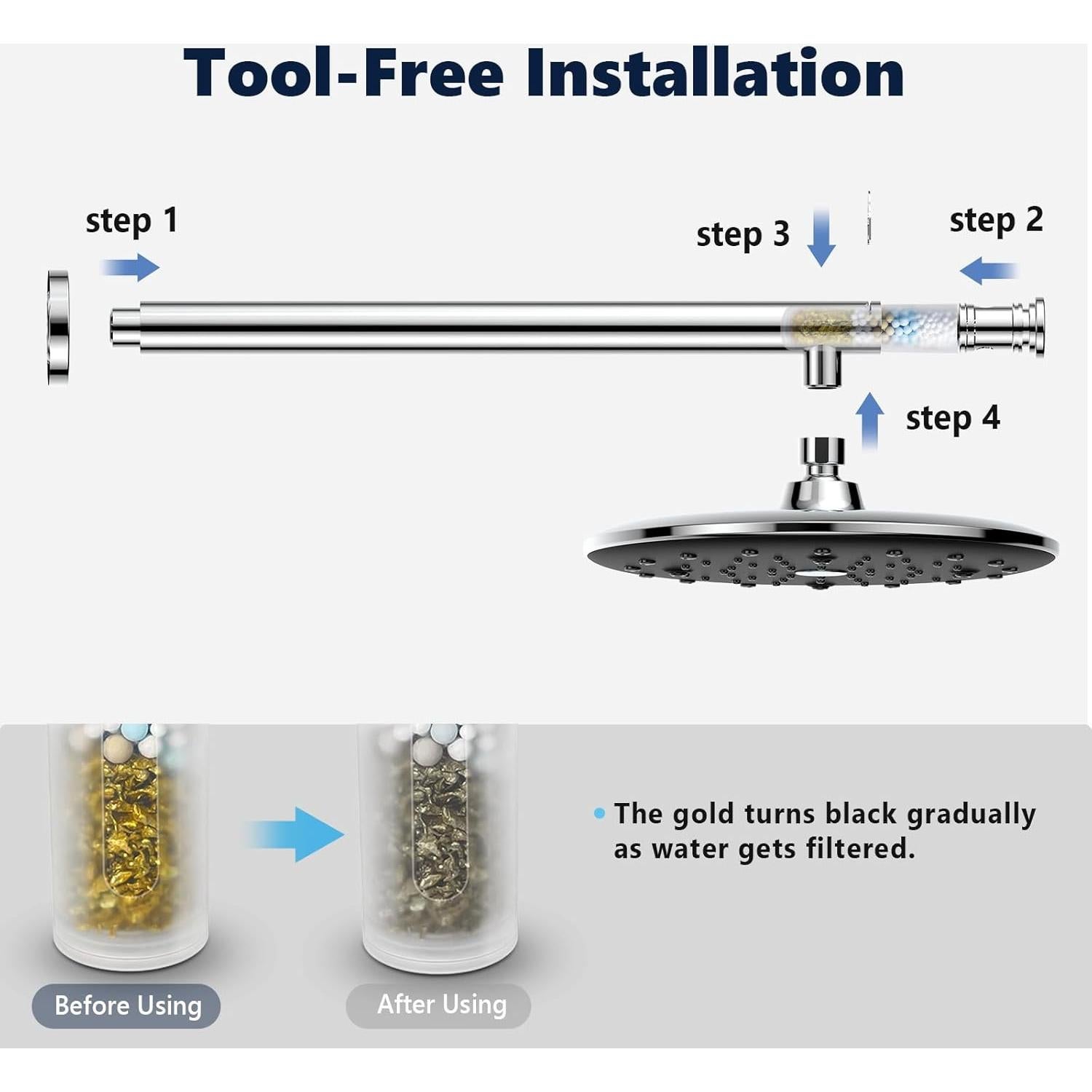 Cabezal de Ducha de Lluvia KOSNEW 22,86 cm con Filtro