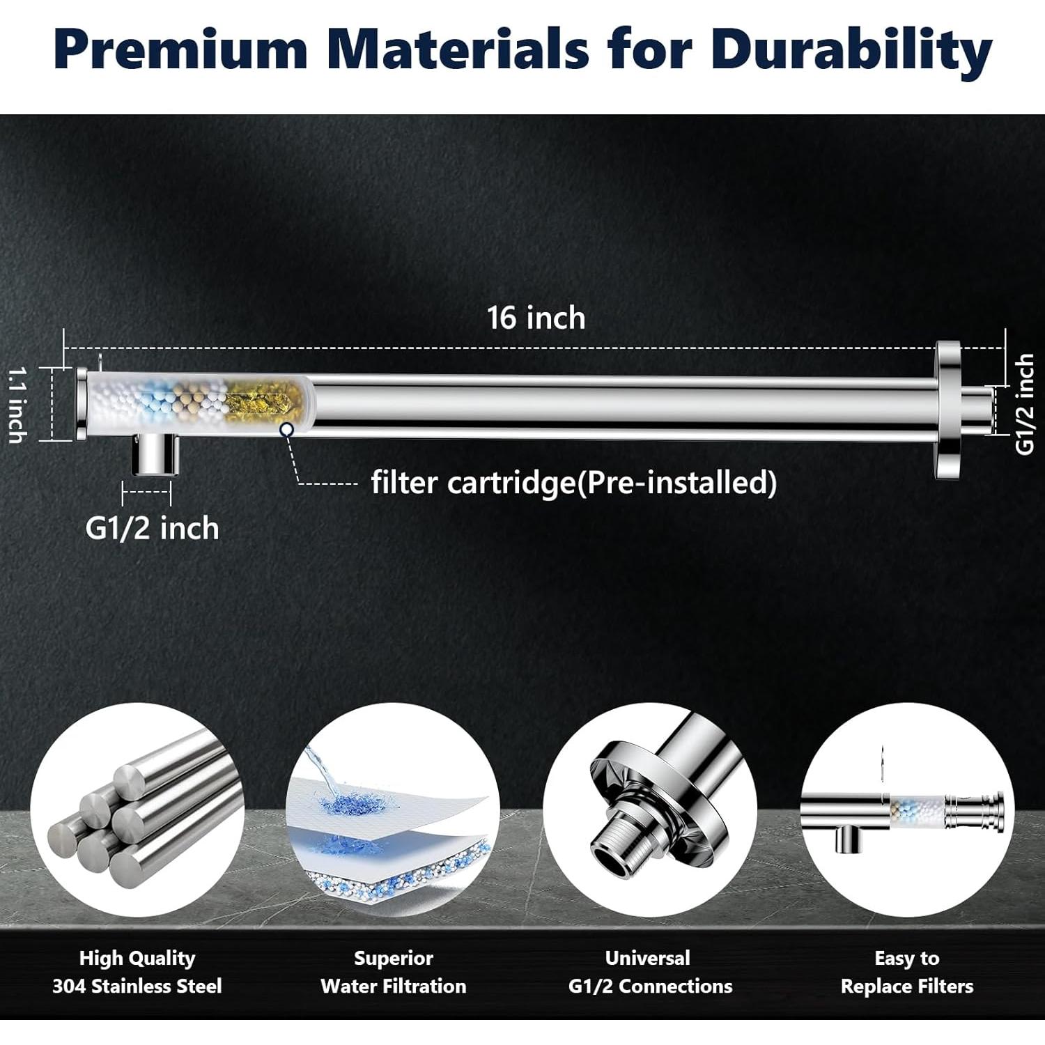 Cabezal de Ducha de Lluvia KOSNEW 22,86 cm con Filtro