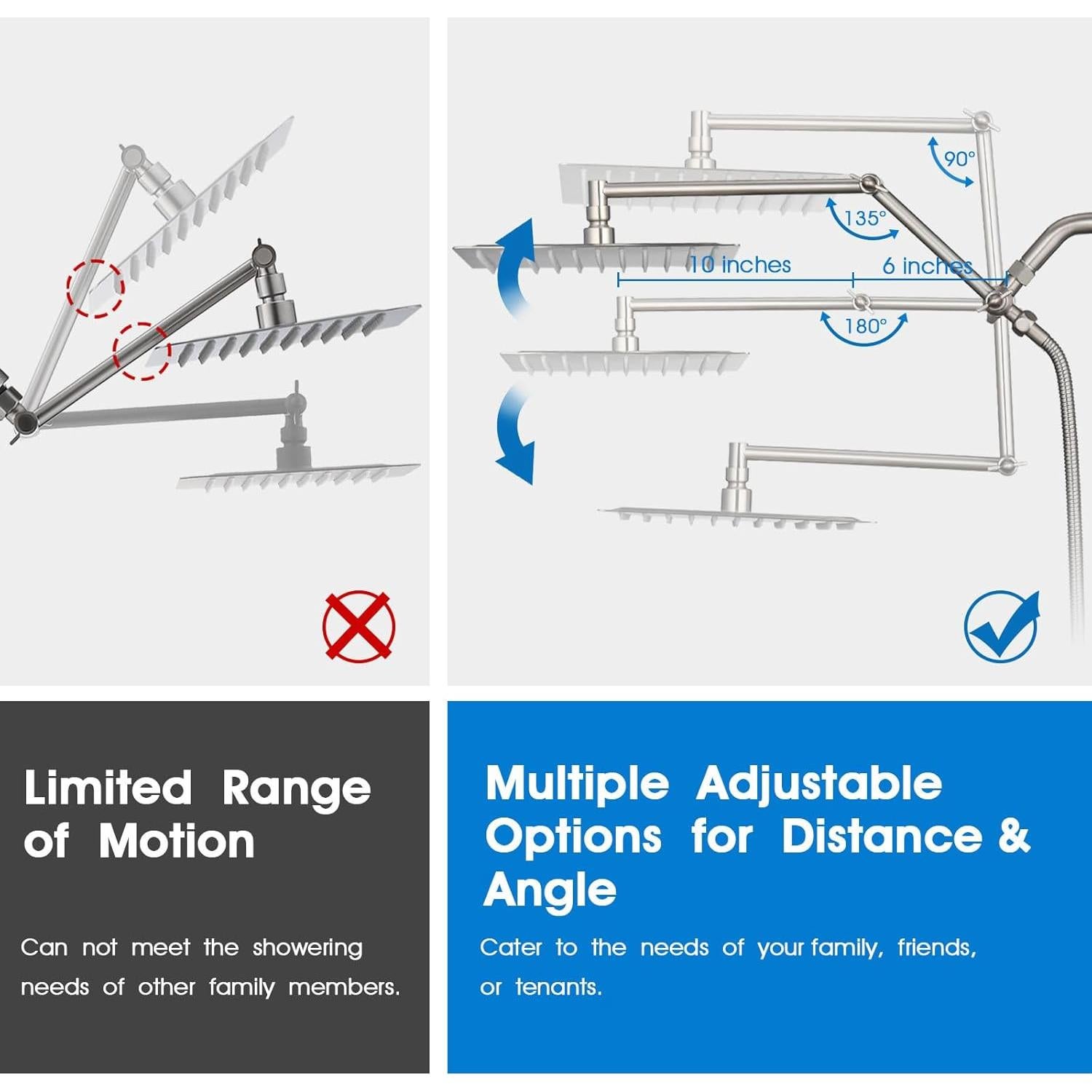 Cabezal de Ducha PDPBath 12" (30,48 cm) con Spray de Mano