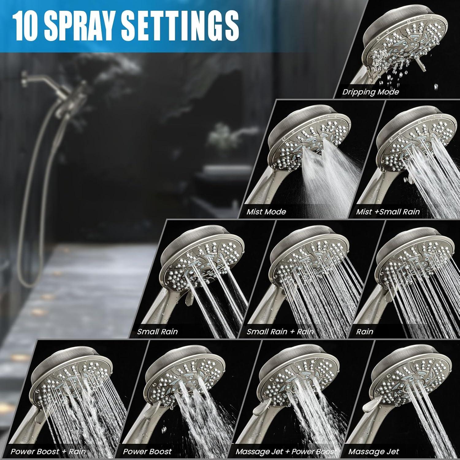 Cabezal de Ducha de Alta Presión YASFEL 2 en 1 Nickel 7.2"