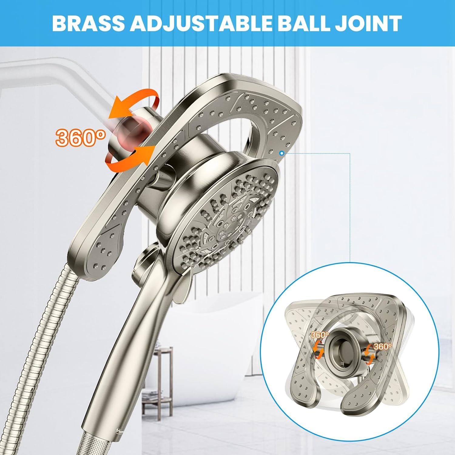 Cabezal de Ducha de Alta Presión YASFEL 2 en 1 Nickel 7.2"