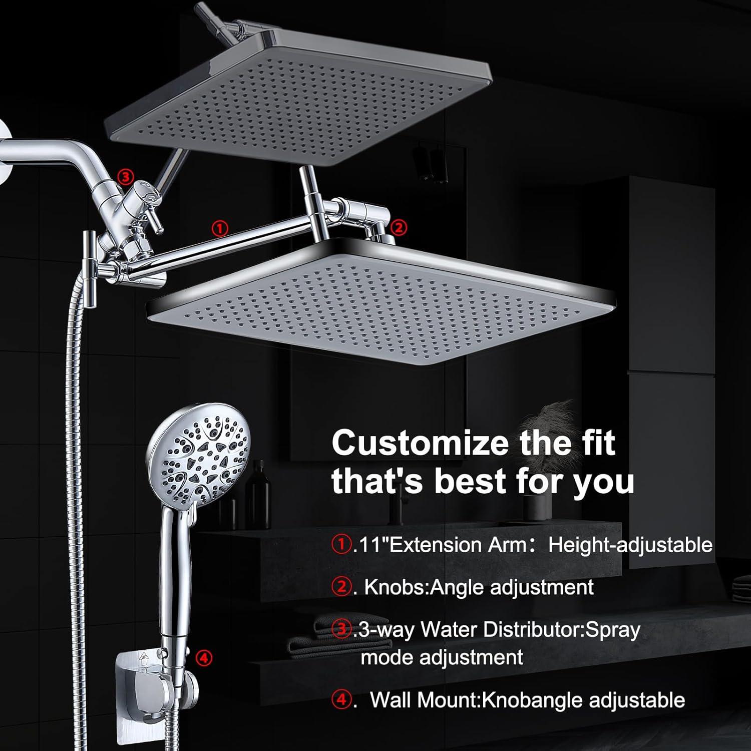 Cabezal de Ducha de Lluvia 14" BSTHAONE con Rociador de Mano 8 Modos