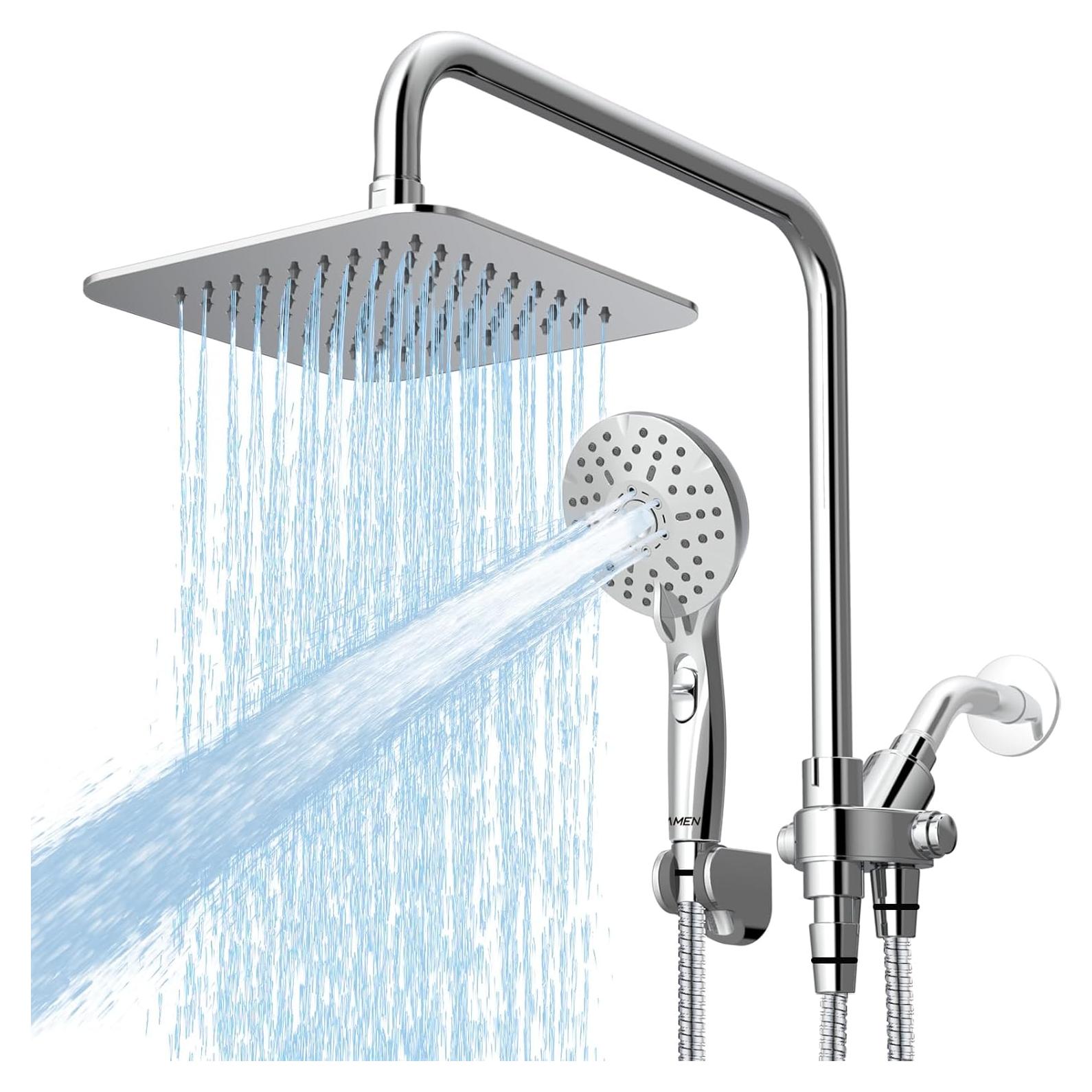 Combo Cabezal de Ducha Doble Ryamen 20,32 cm Cromo Ajustable