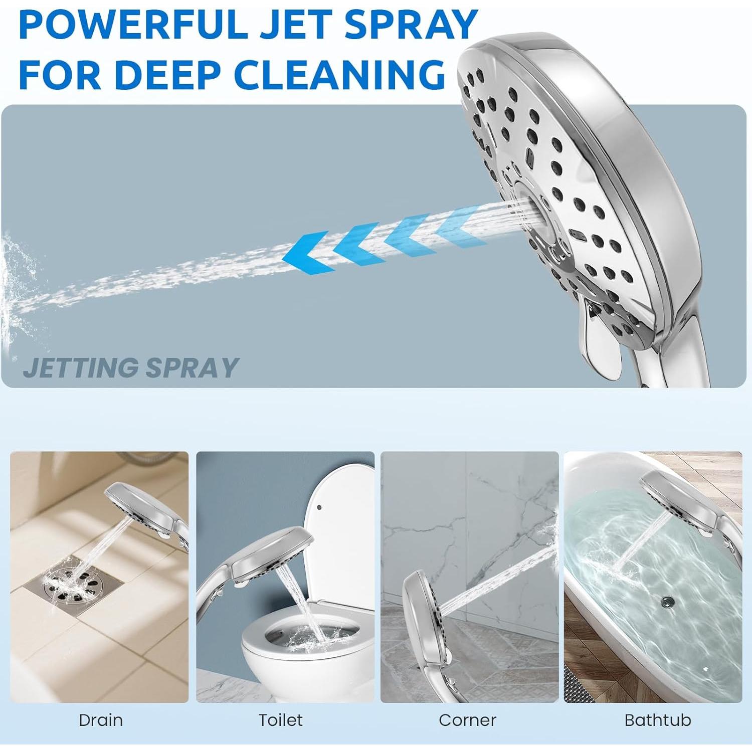 Combo Cabezal de Ducha Doble Ryamen 20,32 cm Cromo Ajustable