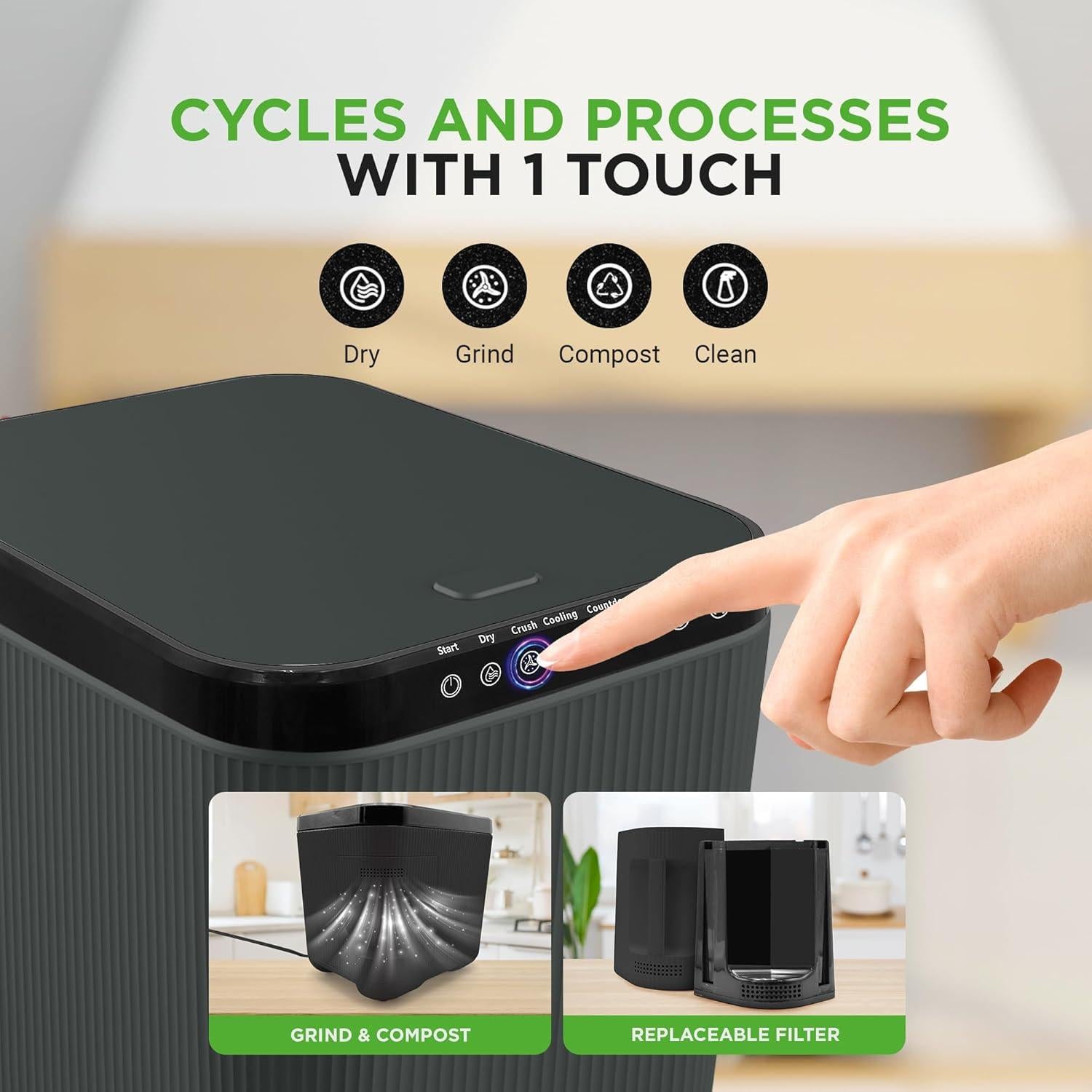 Contenedor de Compostaje NutriChef 3L Eléctrico Gris