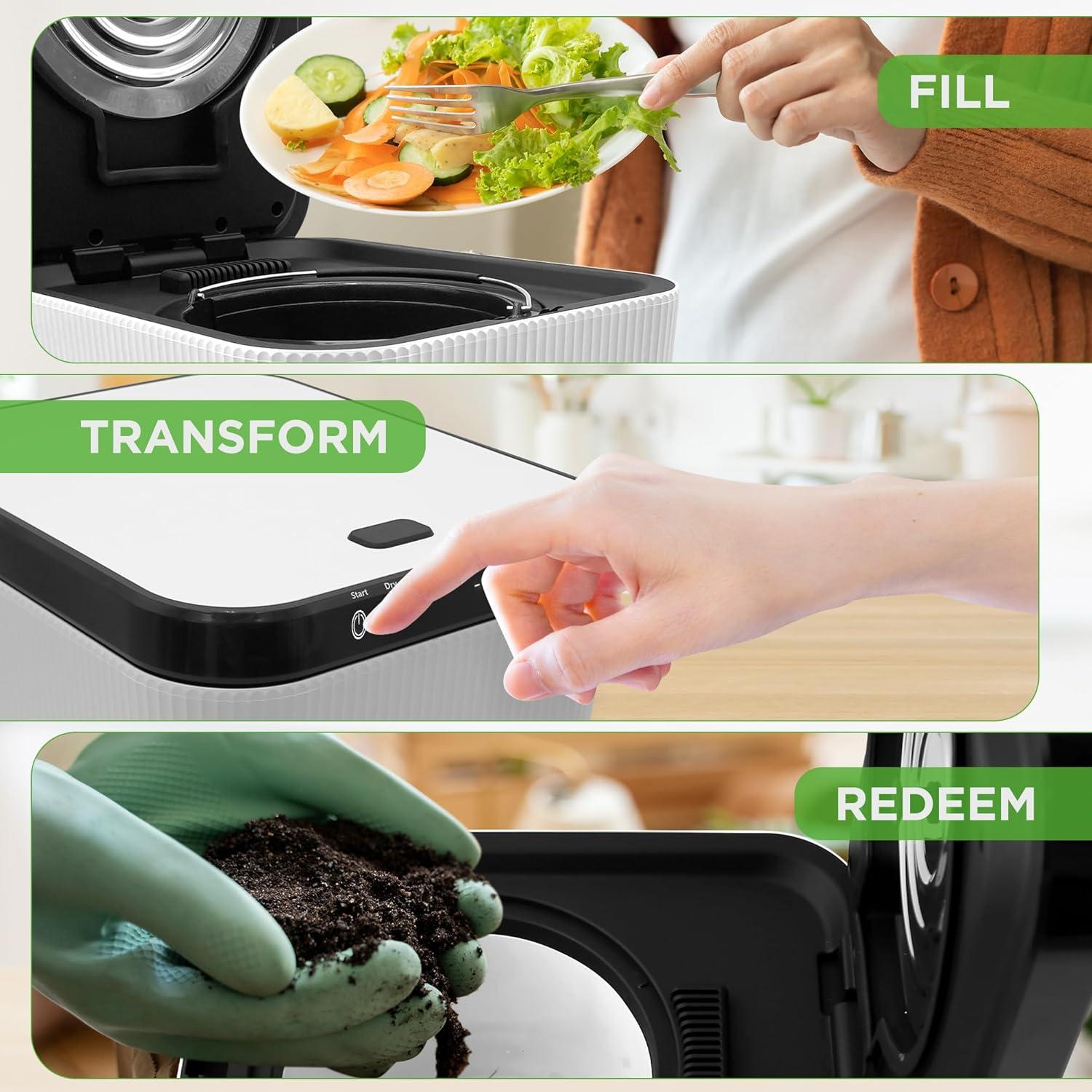 Contenedor de Compostaje NutriChef 3L Blanco - Sin Olores