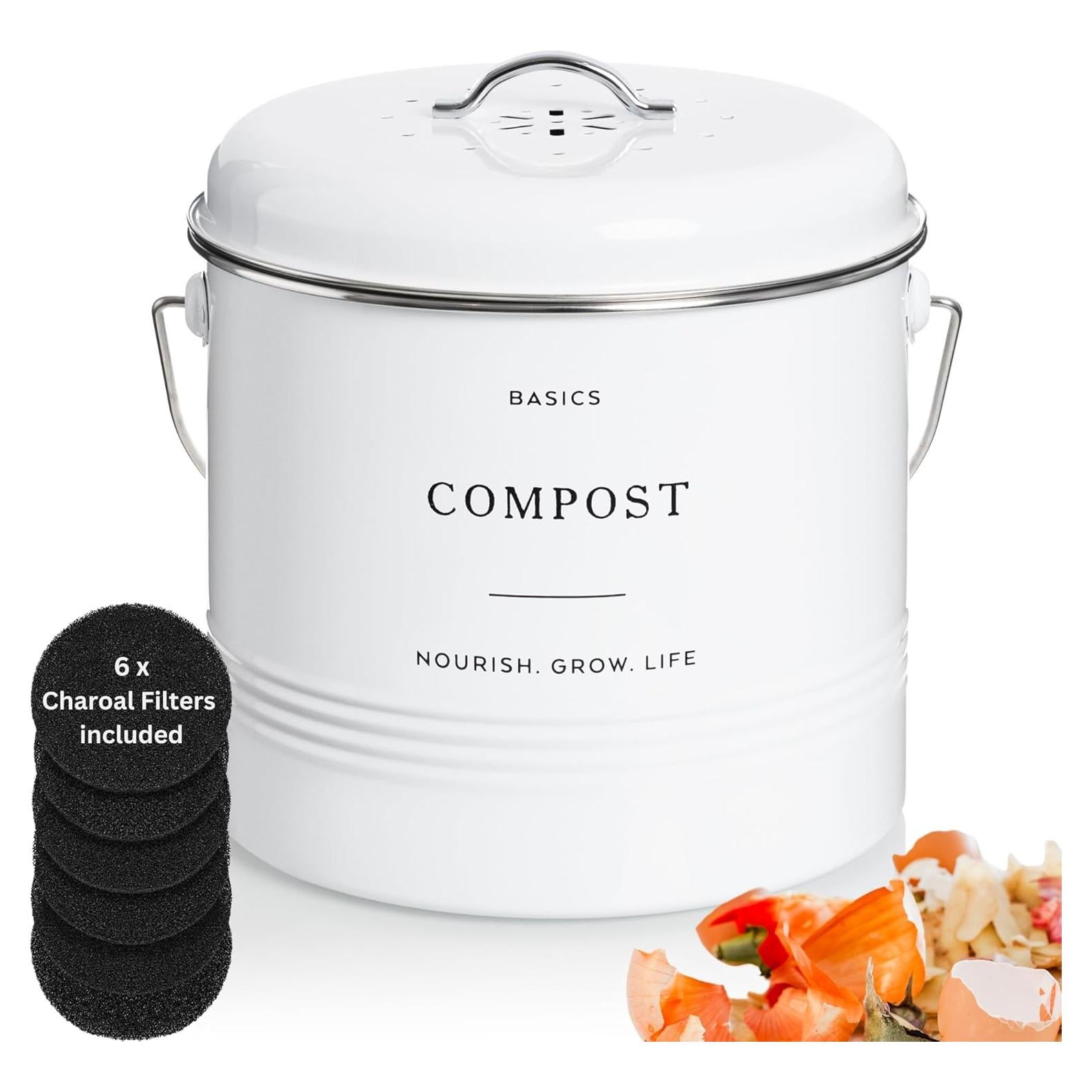 Contenedor de Compostaje D'Lifeful 4.9L Blanco - Sin Olores