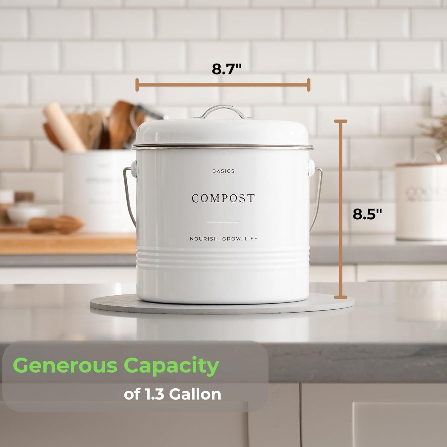 Contenedor de Compostaje D'Lifeful 4.9L Blanco - Sin Olores