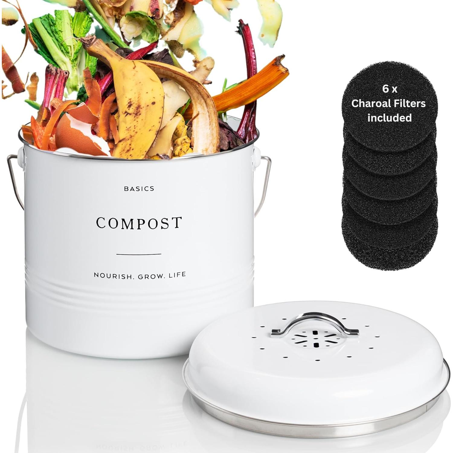 Contenedor de Compostaje D'Lifeful 4.9L Blanco - Sin Olores