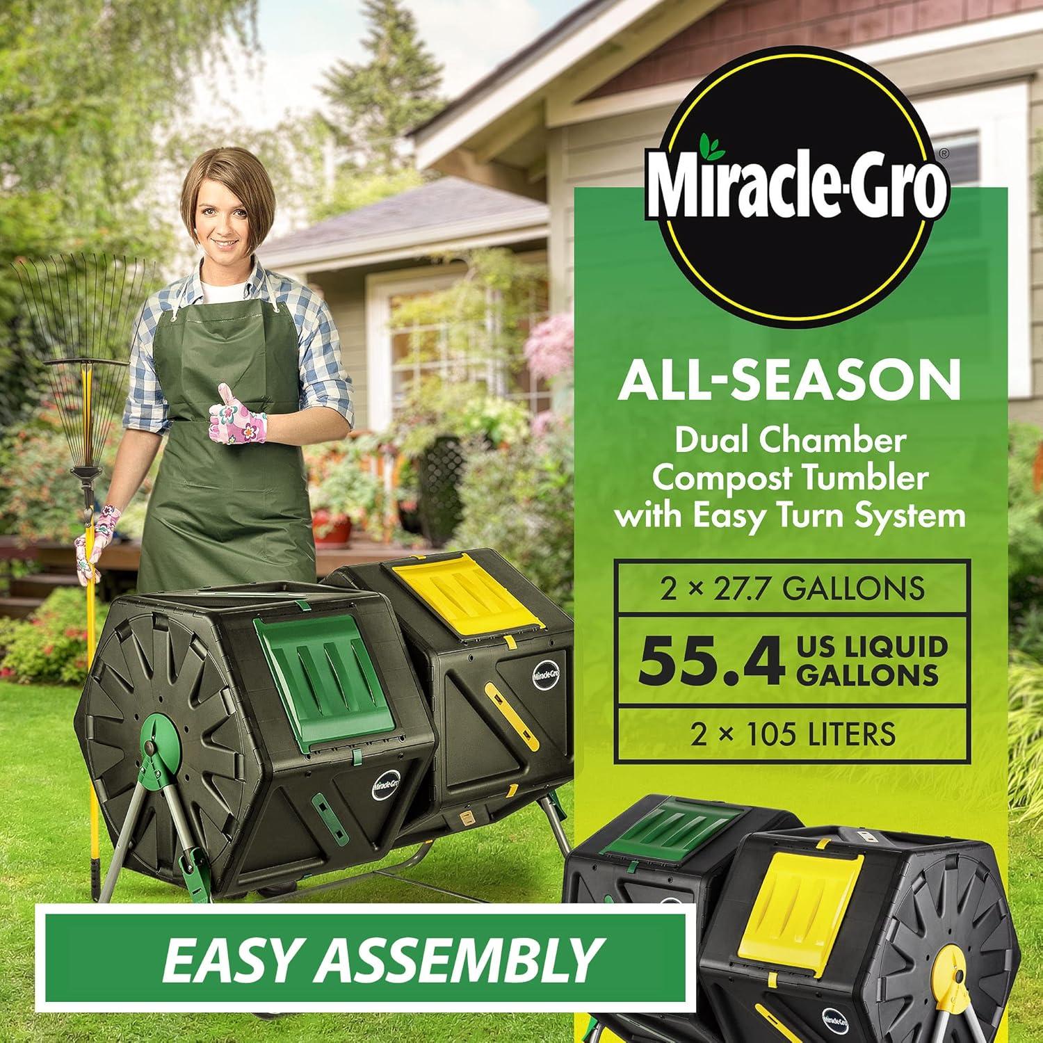 Tumbador de Compostaje Doble Cámara Miracle-Gro 105L