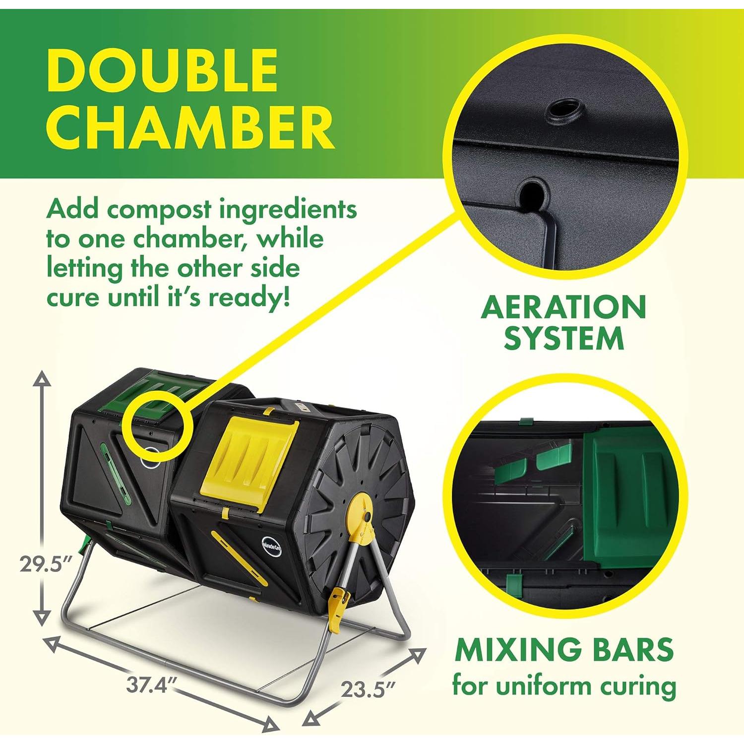 Tumbador de Compostaje Doble Cámara Miracle-Gro 105L