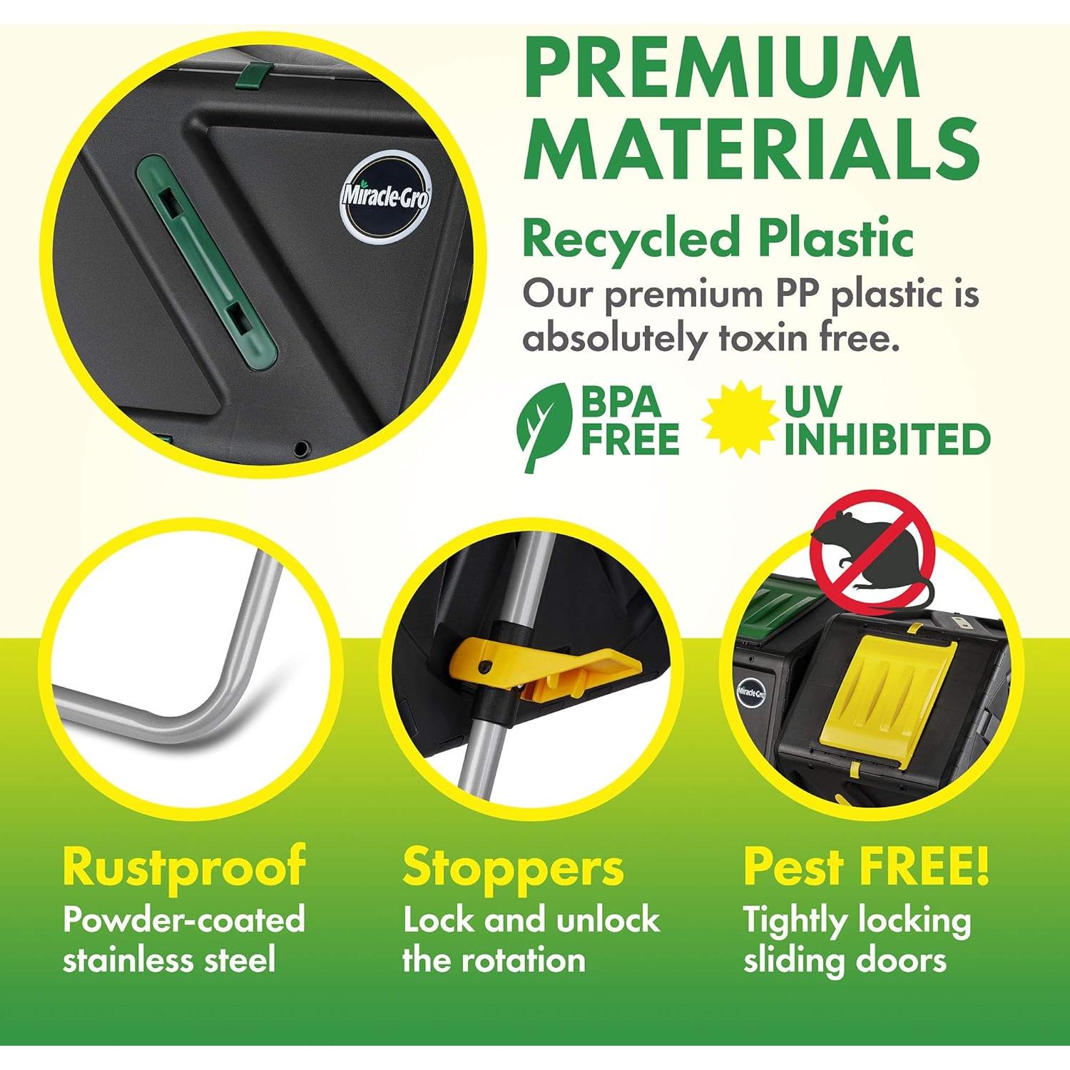 Tumbador de Compostaje Doble Cámara Miracle-Gro 105L