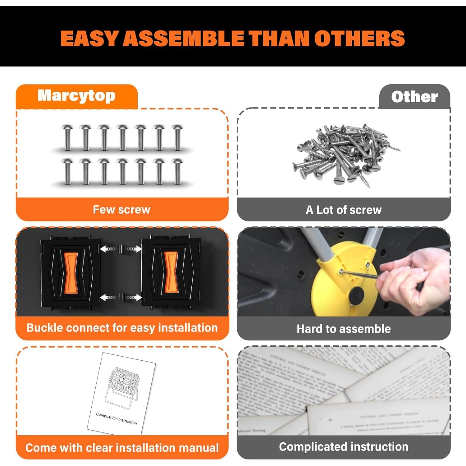 Tumbler de Compost Marcytop 170 Litros Doble Cámara Naranja