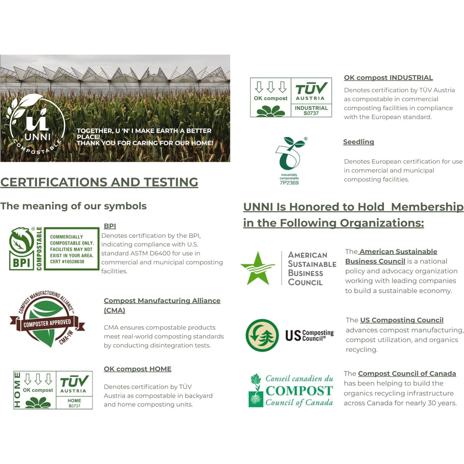 Bolsas Compostables UNNI 2.6 Galones 100 Unidades Extra Gruesas