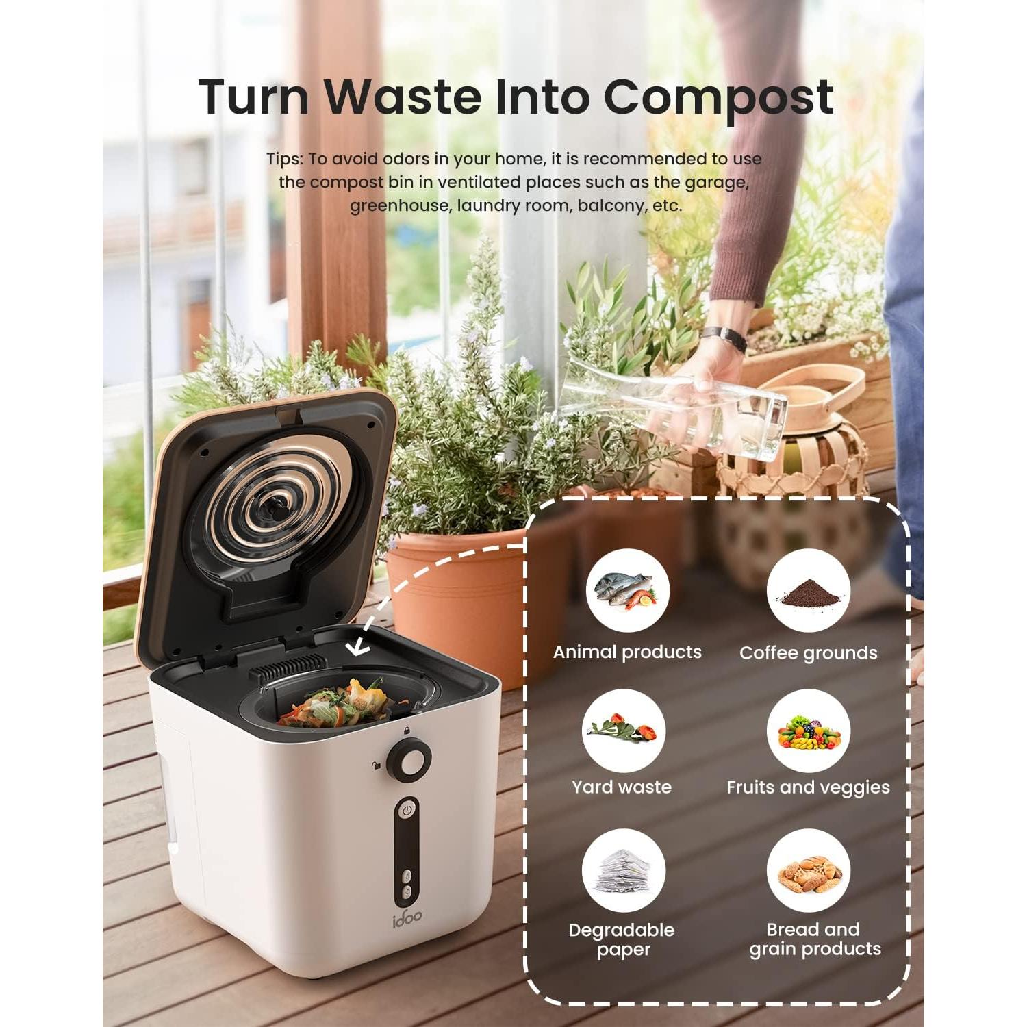 iDOO Compostador Eléctrico de Cocina 3L Sin Olores Blanco