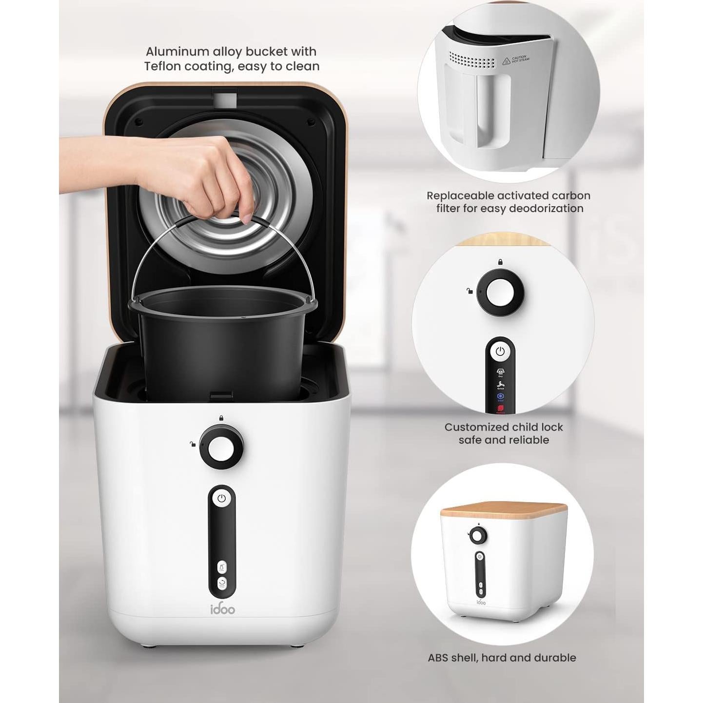 iDOO Compostador Eléctrico de Cocina 3L Sin Olores Blanco