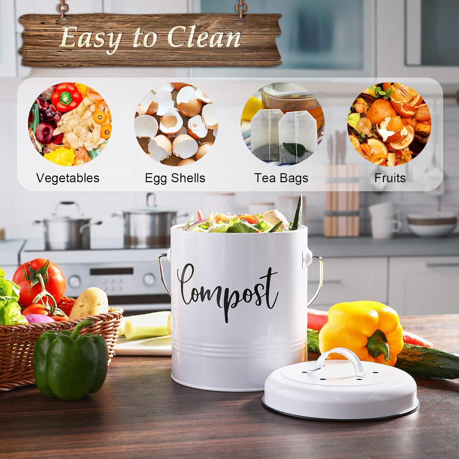 Contenedor de Compost de Cocina DAYYET 1.3 Galones Blanco