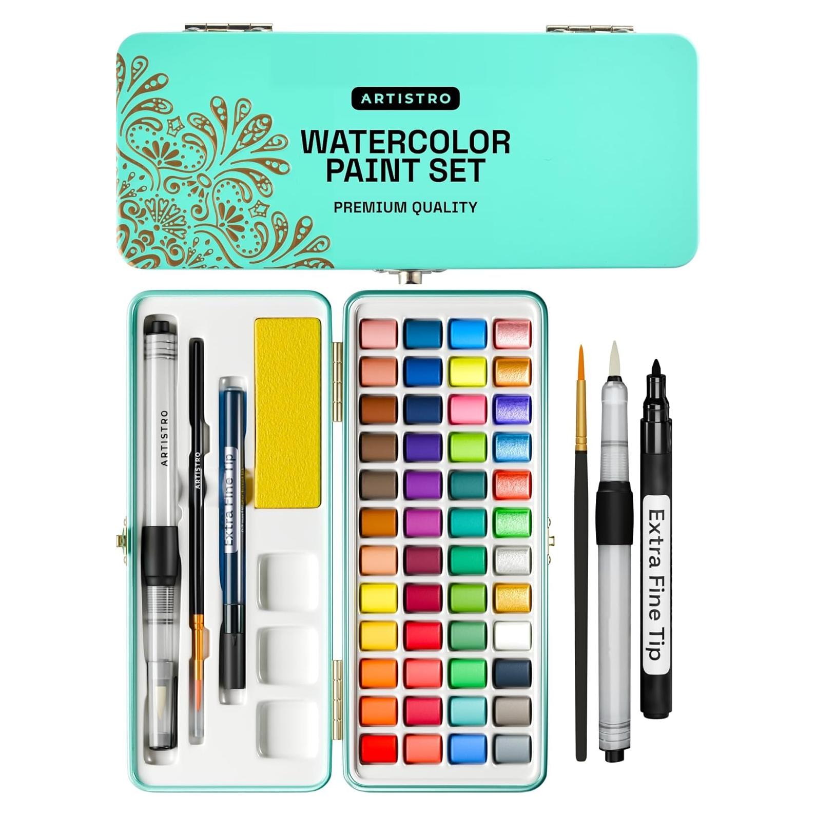 Set de Acuarelas Portátil ARTISTRO 48 Colores Vivos con Caja