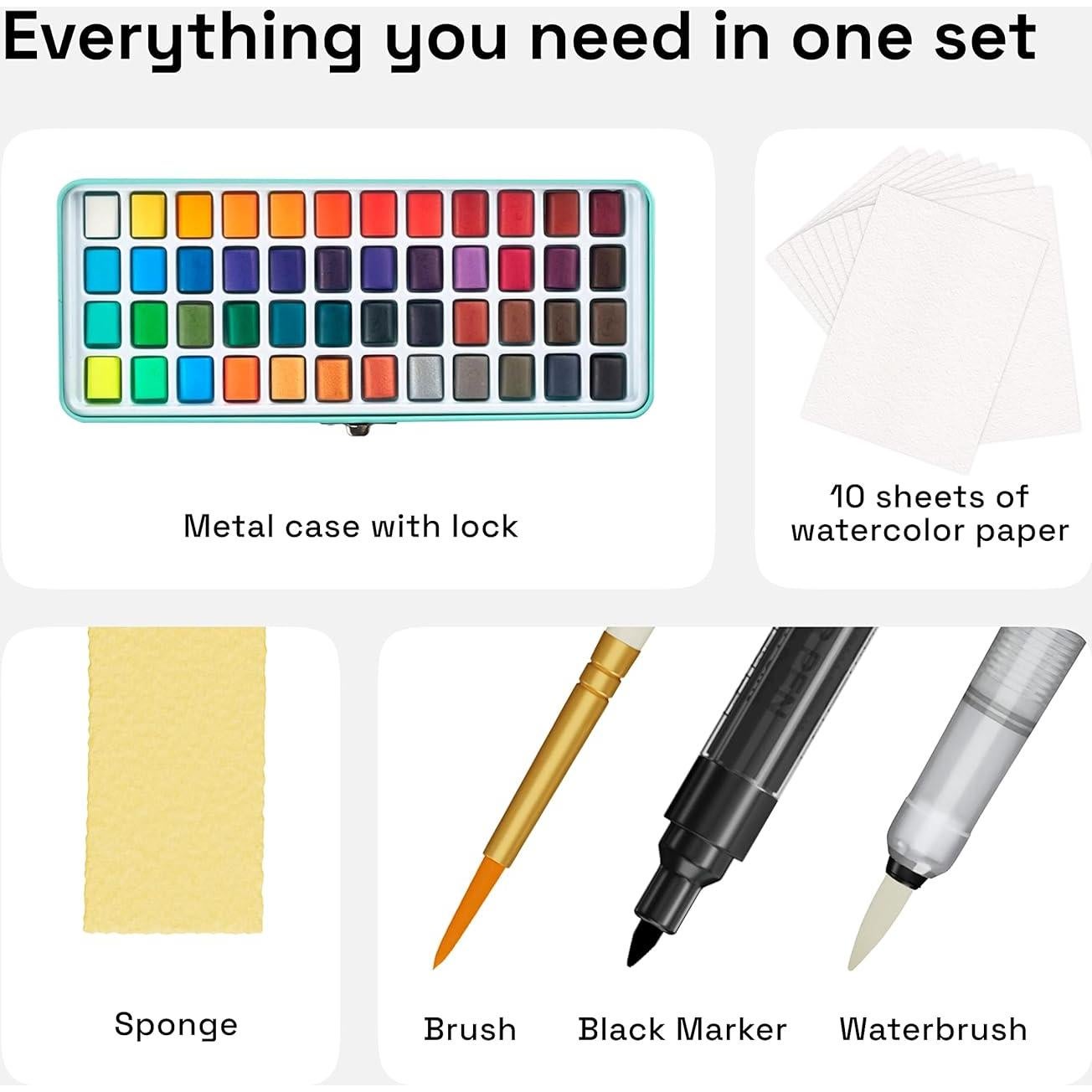 Set de Acuarelas Portátil ARTISTRO 48 Colores Vivos con Caja