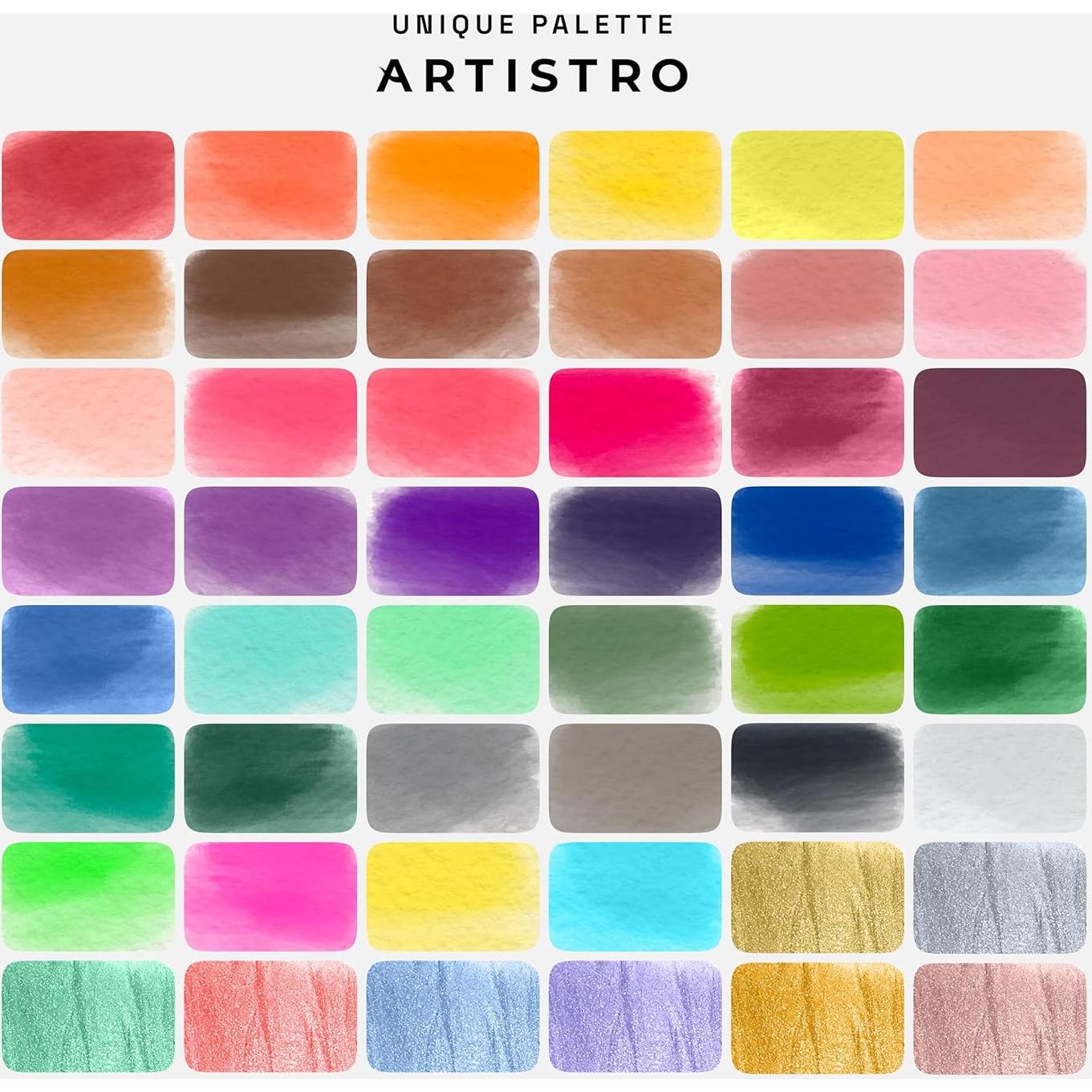 Set de Acuarelas Portátil ARTISTRO 48 Colores Vivos con Caja