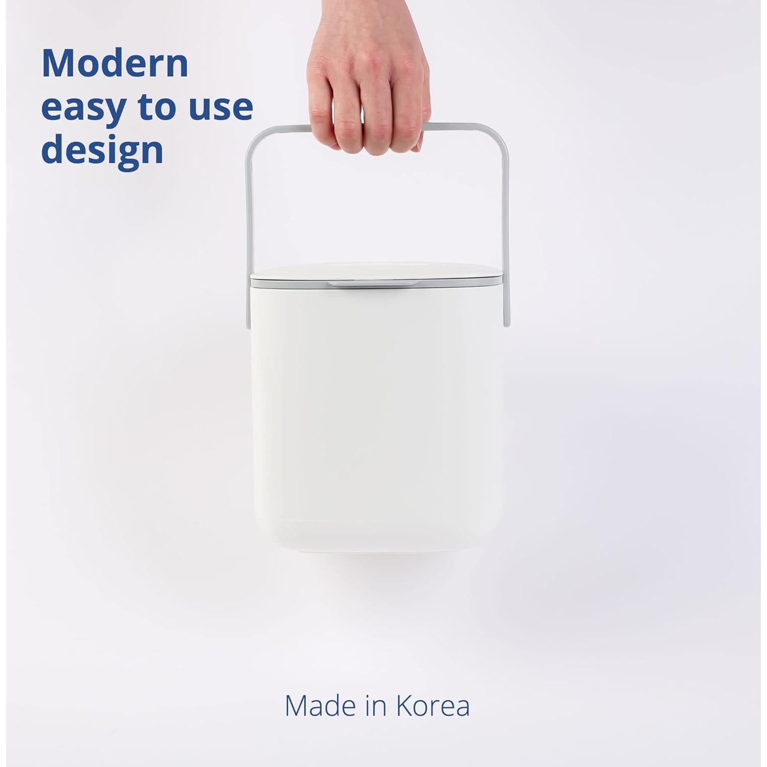 Cubo de Compostaje Ginkgo Azul 2.6L Blanco Hermético