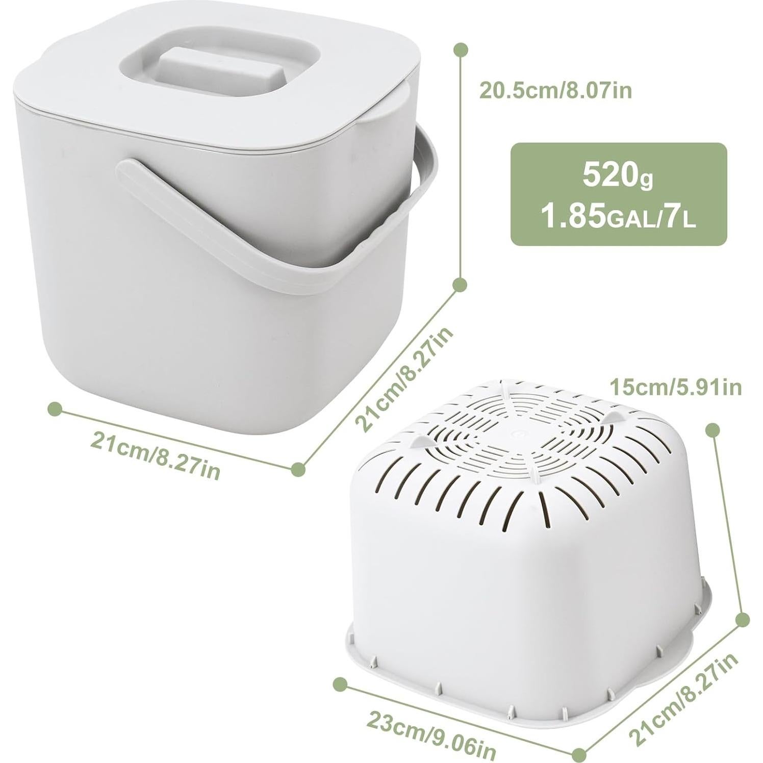 Cubo de Compostaje de Cocina Jaderlu 7L Blanco Moderno